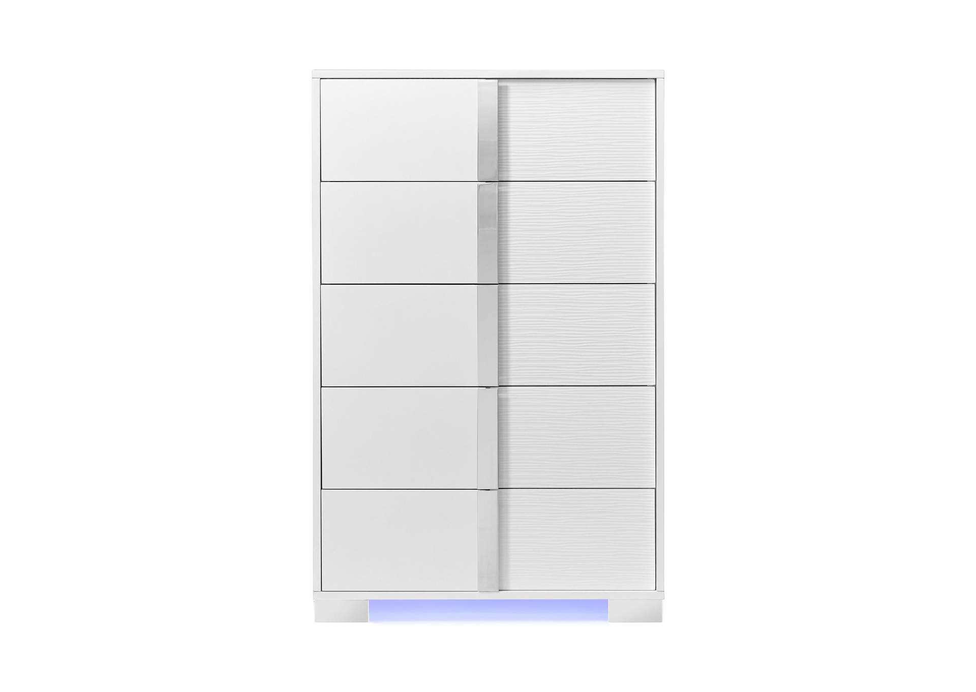 Ocean Drive 5 - Drawer Chest With Blue Led In White image 4