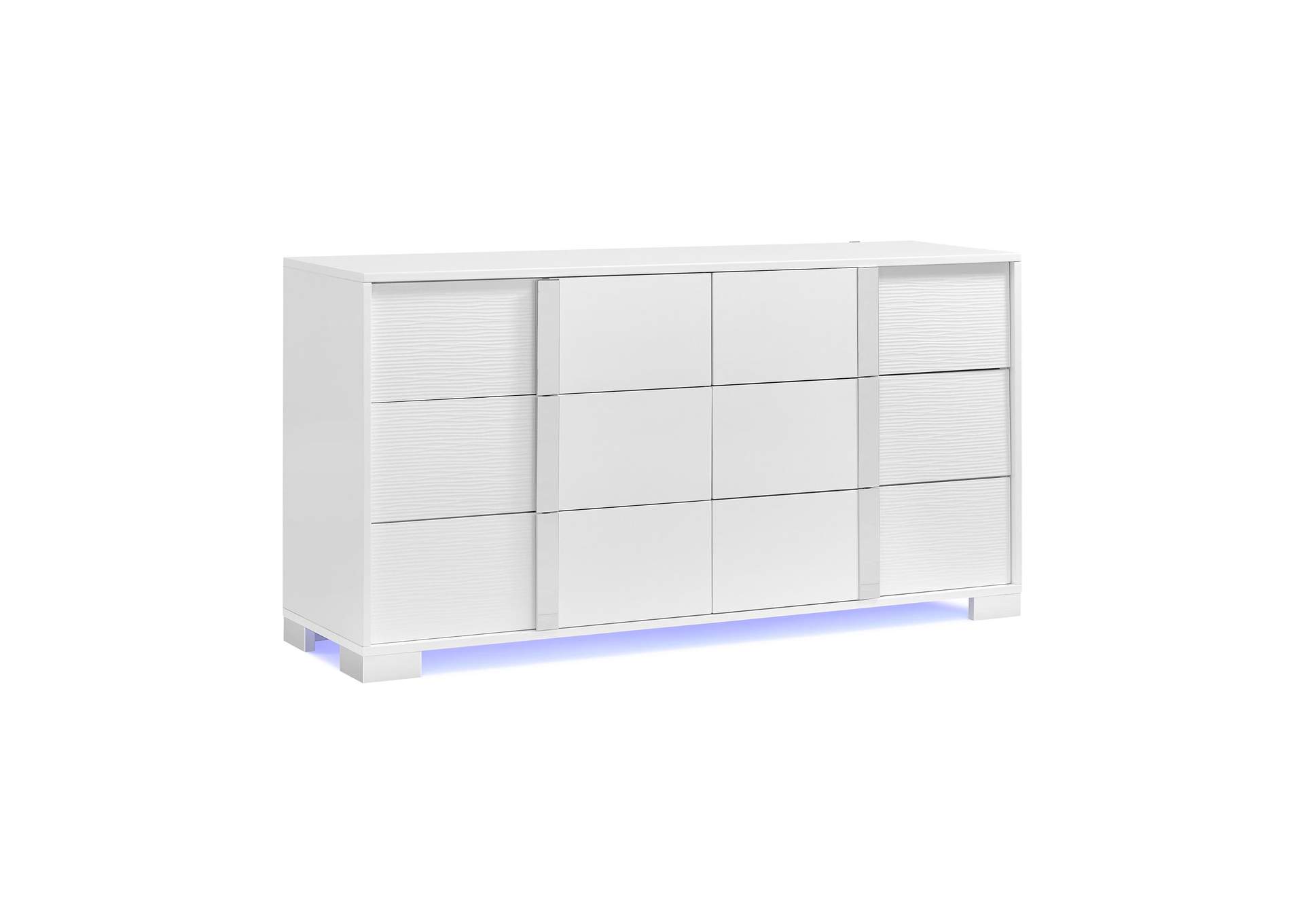 Ocean Drive 6 - Drawer Dresser With Blue Led In White image 3