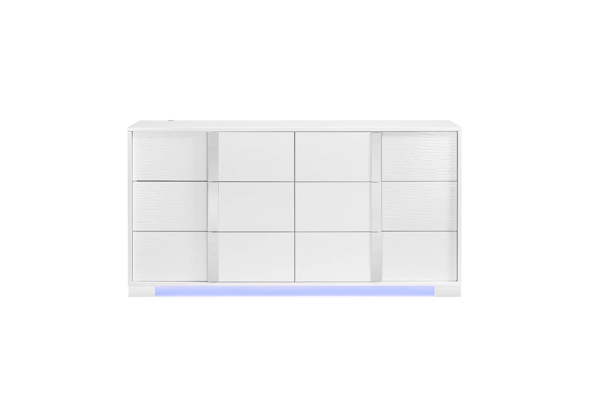 Ocean Drive 6 - Drawer Dresser With Blue Led In White image 4