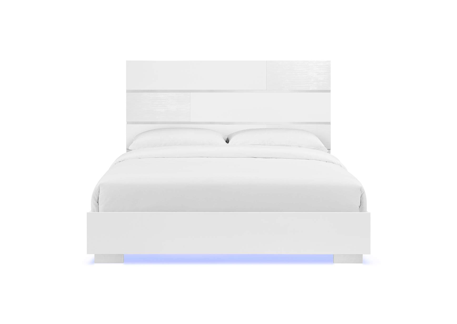 Ocean Drive Queen Bed With Blue Led In White