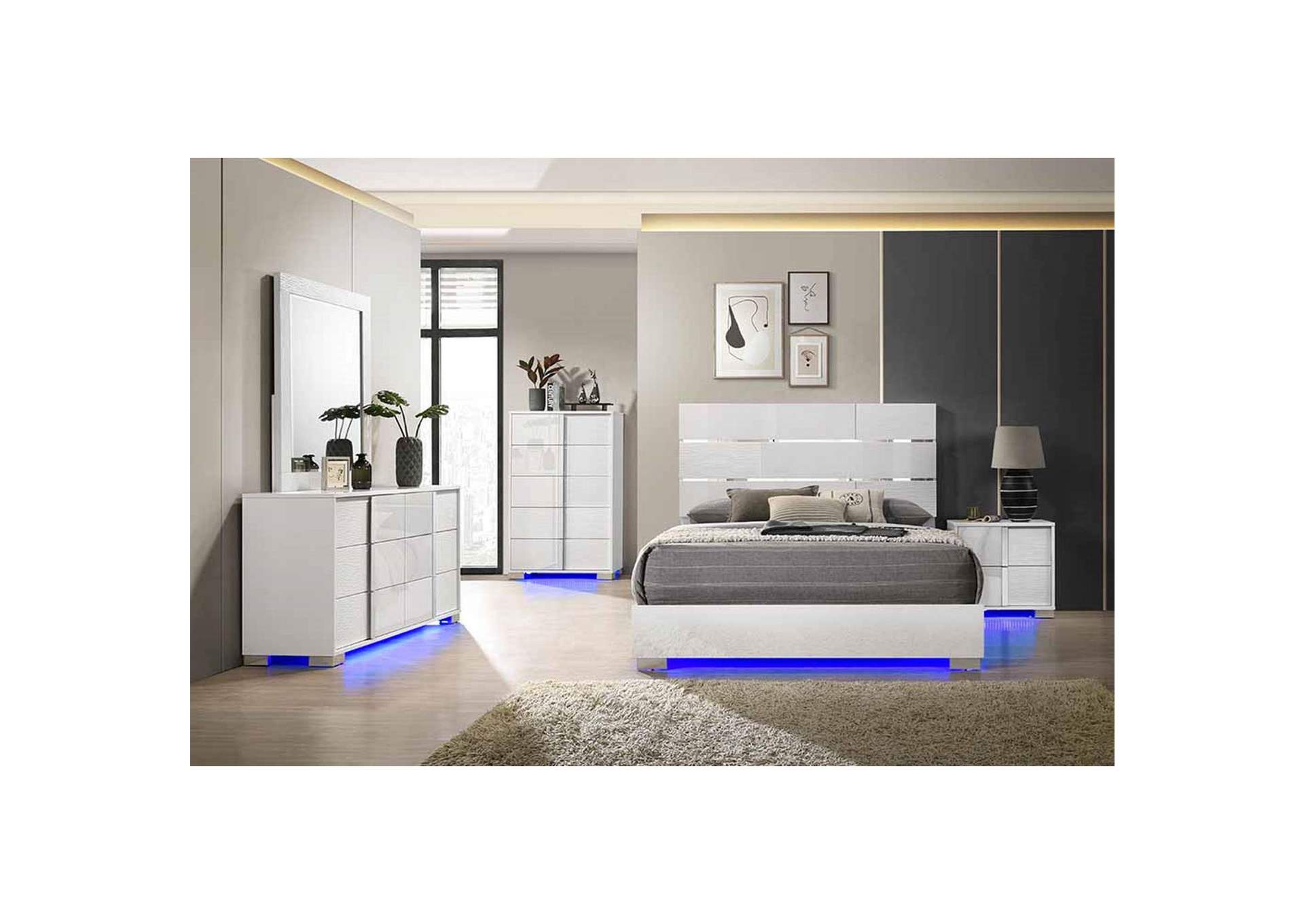 Ocean Drive 5 - Drawer Chest With Blue Led In White image 1