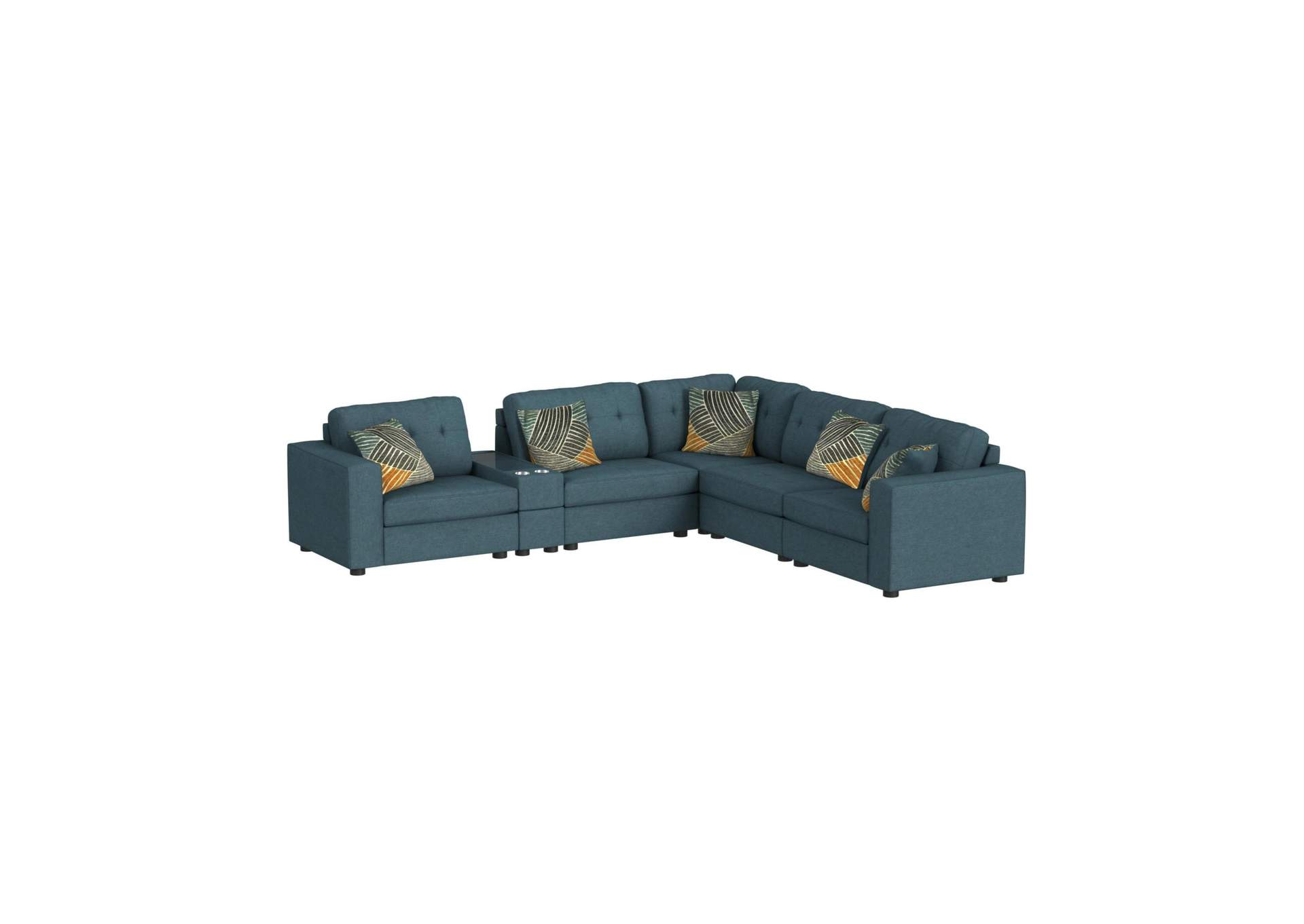 Options One Standard Console With Drawer Cupholders And Arylic Top In Palmer Teal image 3