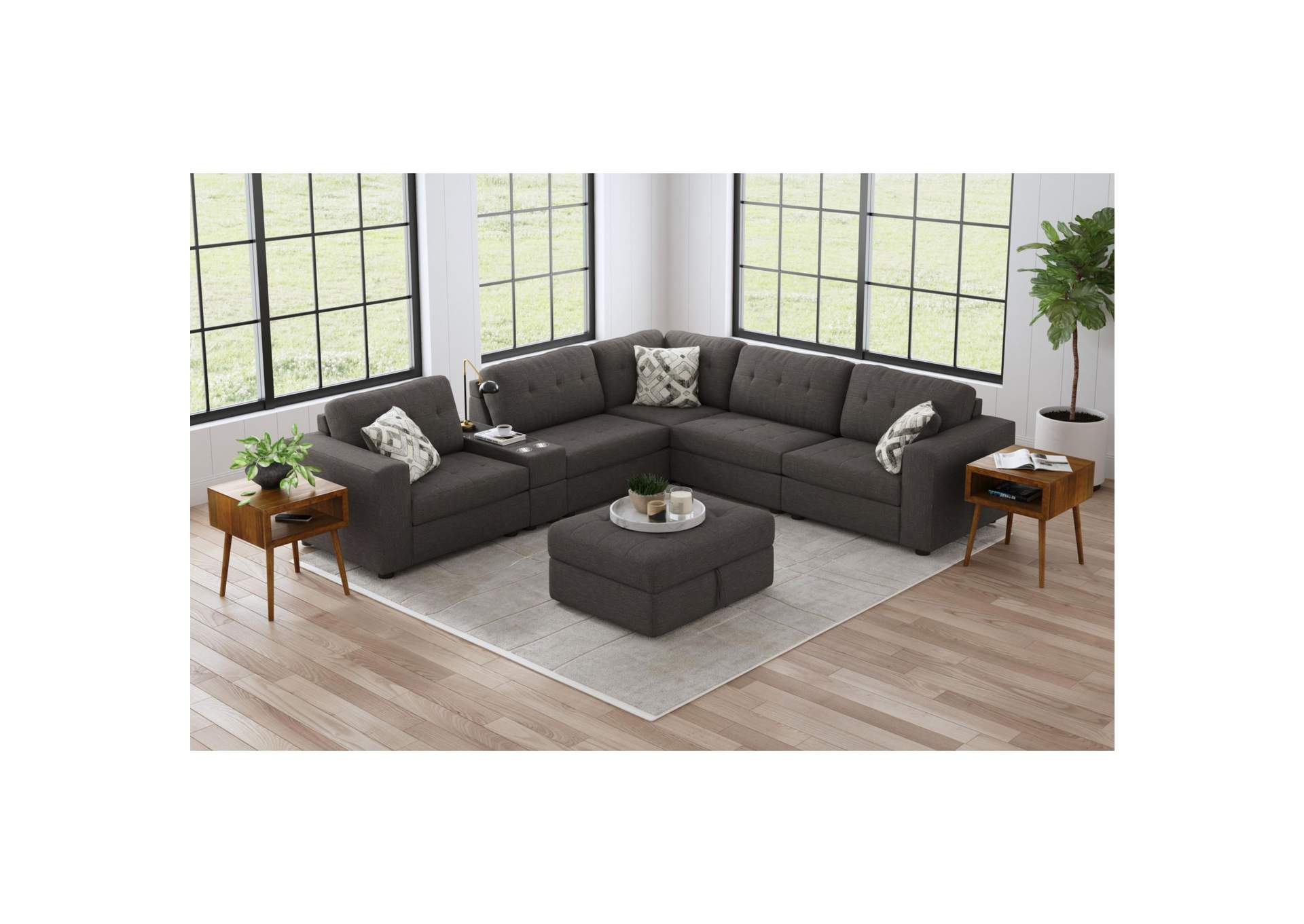 Options One 7 Piece Living Room Set In Palmer Plus Ash image 1