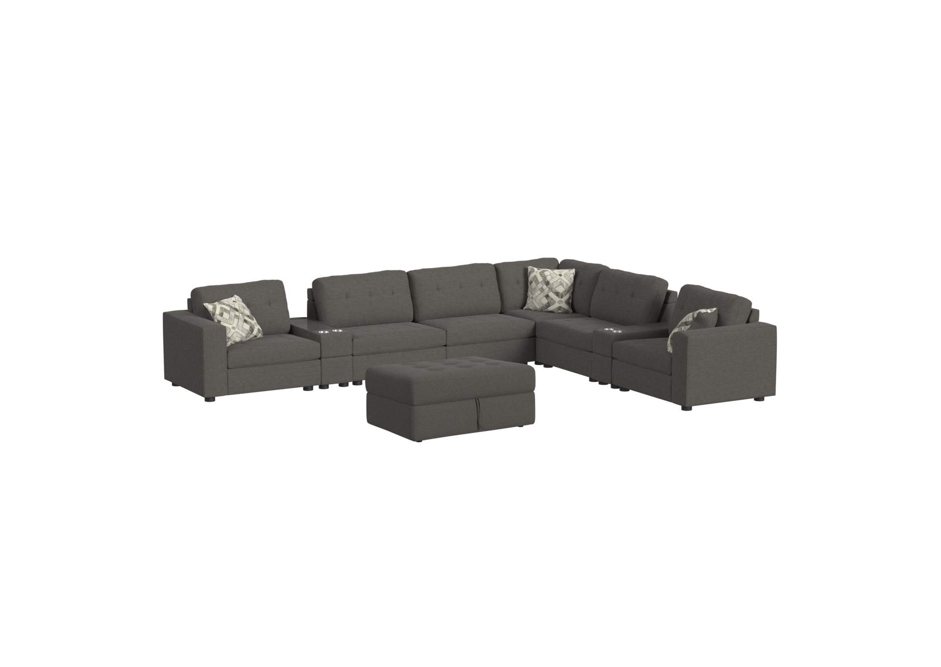 Options One 9 Piece Living Room Set In Palmer Plus Ash image 7