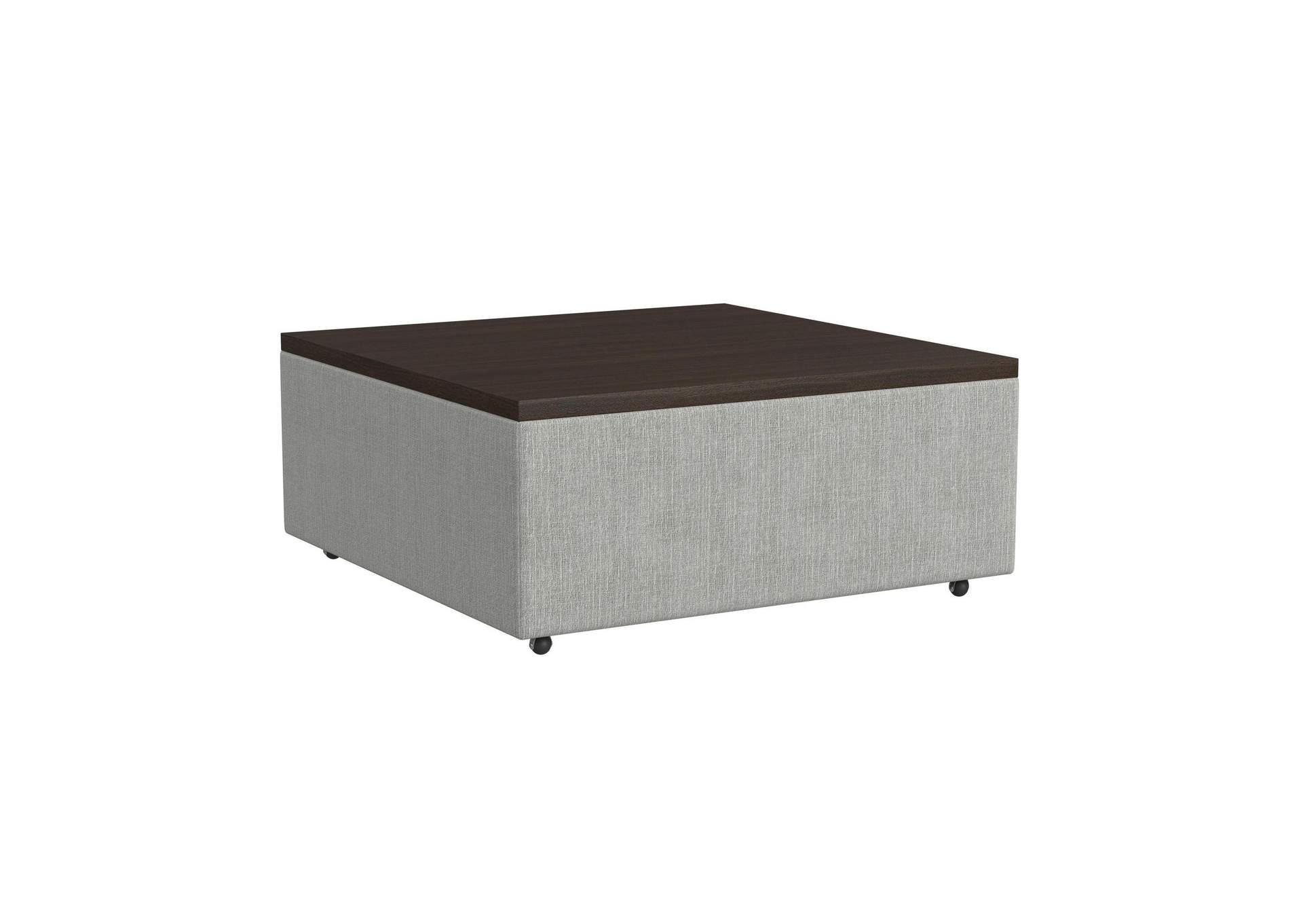 Options Three Ottoman With Wood Top Caster In Alpha Fog image 3
