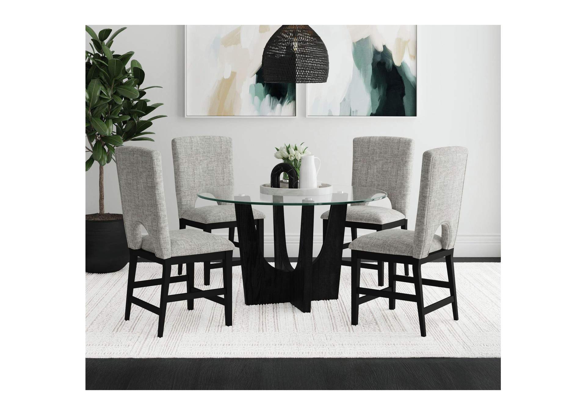 Oregon Counter Side Chair With Grey Fabric In Black 2 Per Carton image 1