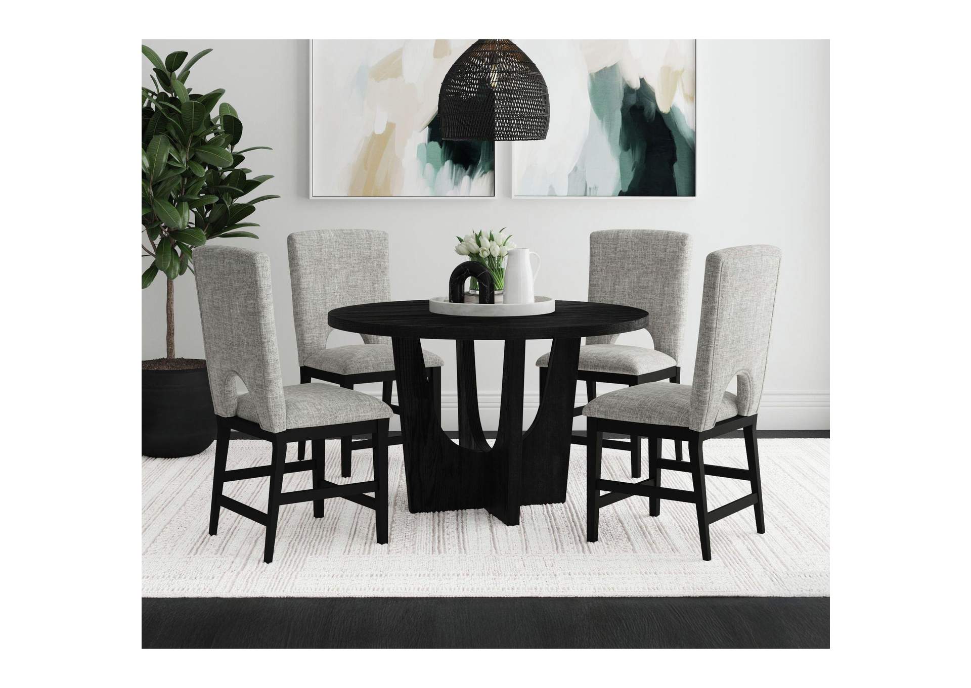 Oregon Round Counter Table With Black Wood Top In Black image 1
