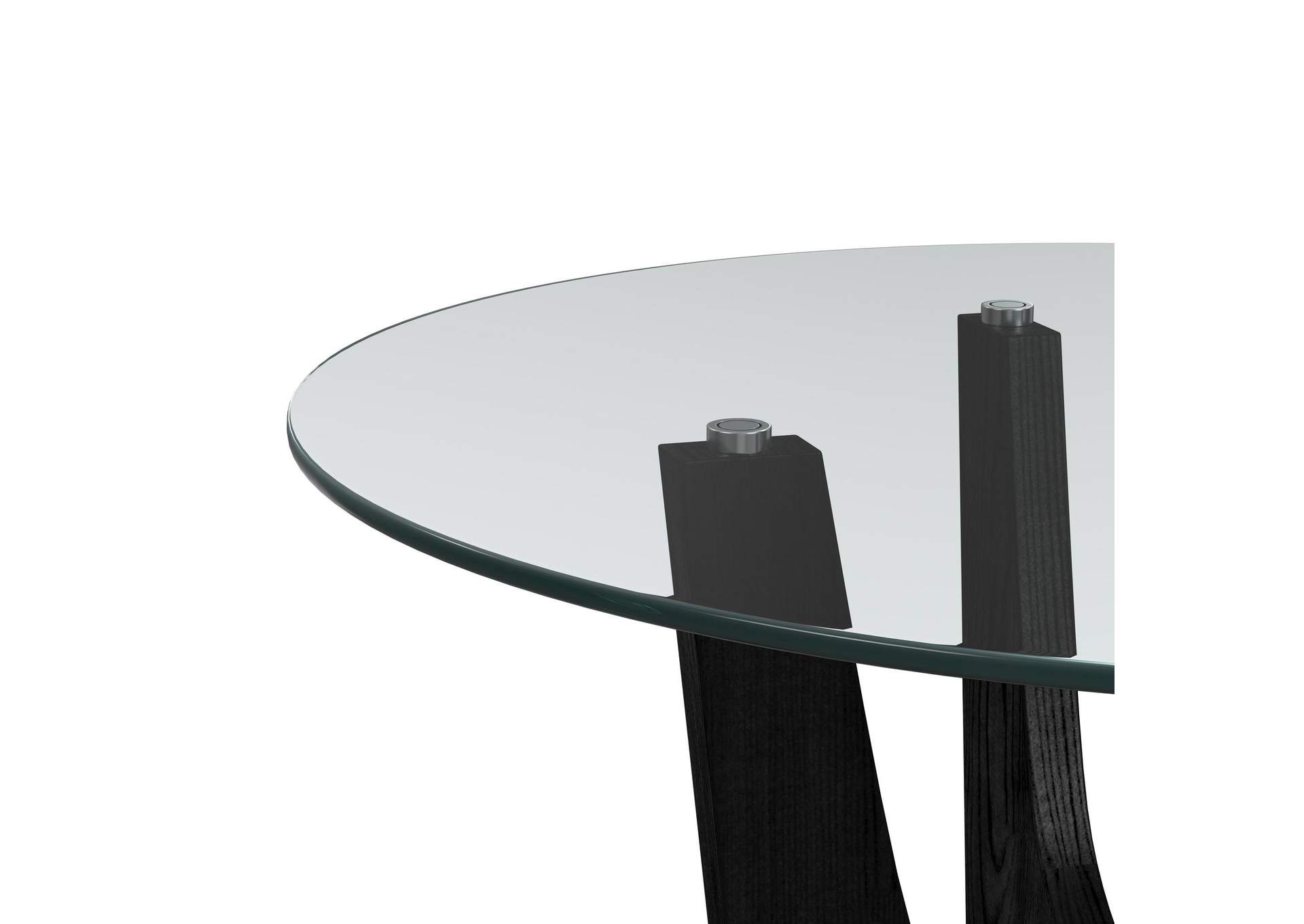 Oregon Round Dining Table With Glass Top In Black image 3