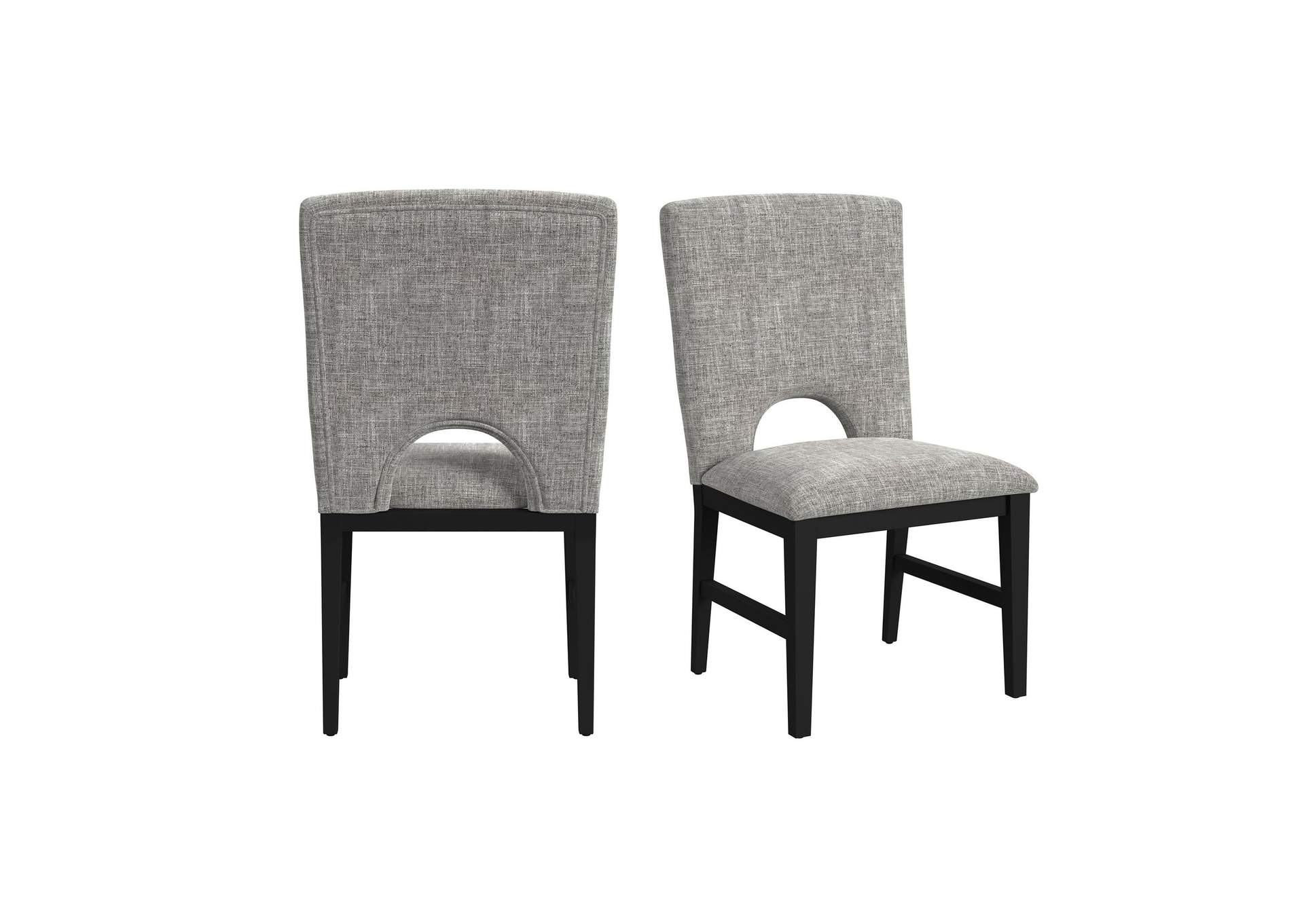 Oregon Dining Side Chair With Grey Fabric In Black 2 Per Carton image 3