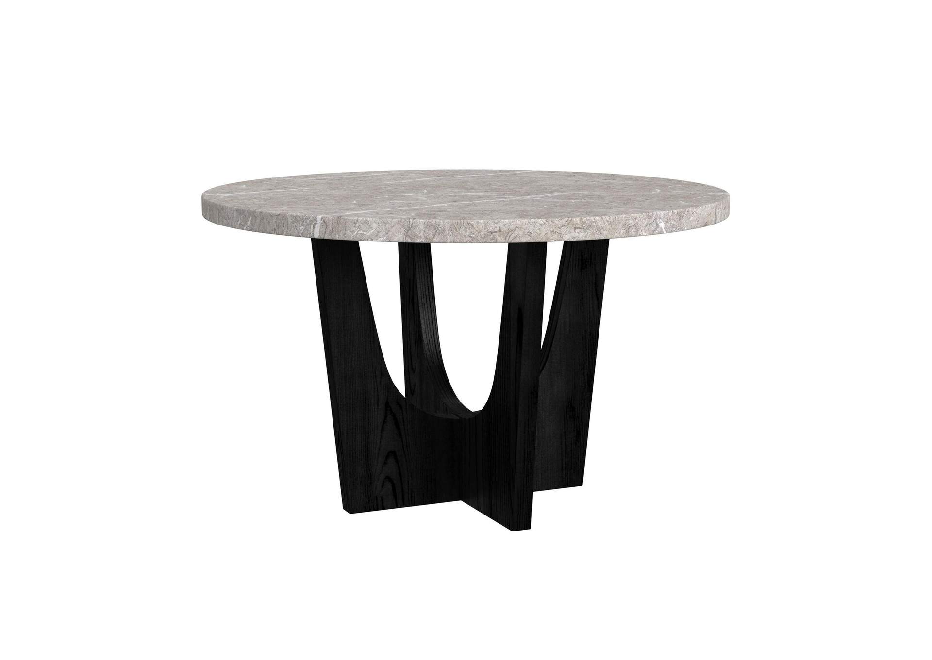 Oregon Round Counter Table With Grey Faux Marble Top In Black image 6