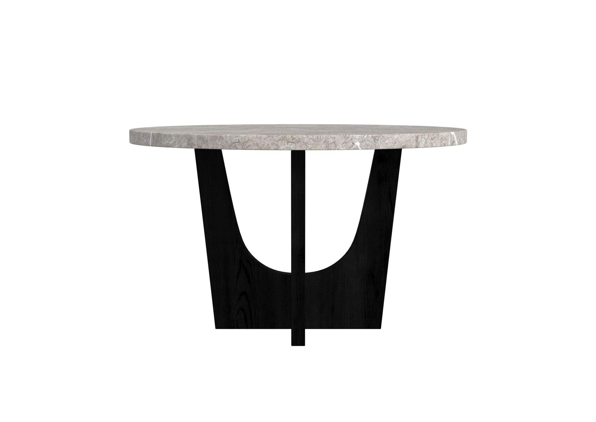 Oregon Round Counter Table With Grey Faux Marble Top In Black image 7