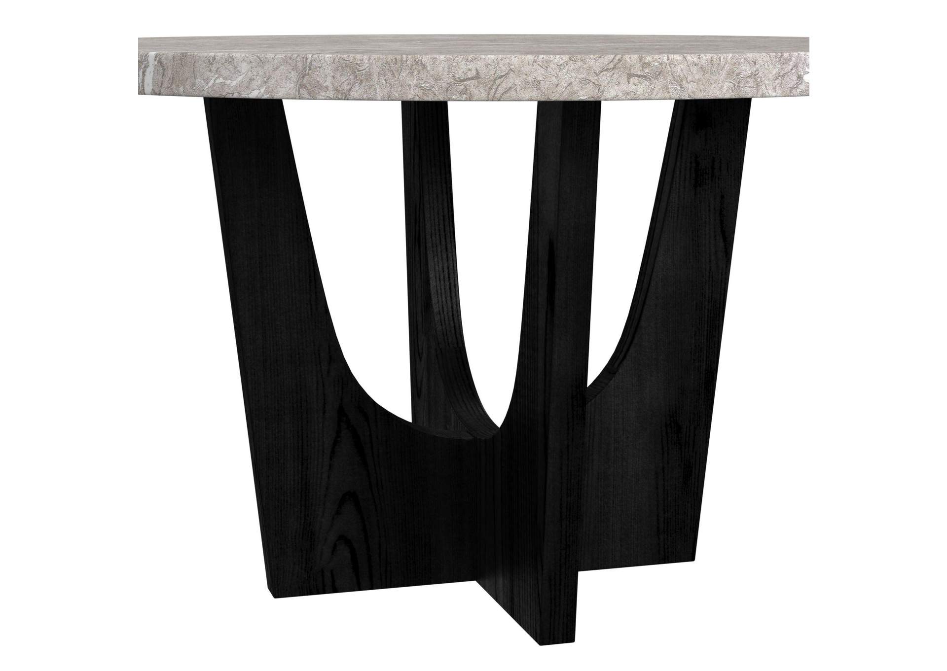 Oregon Round Counter Table With Grey Faux Marble Top In Black image 4
