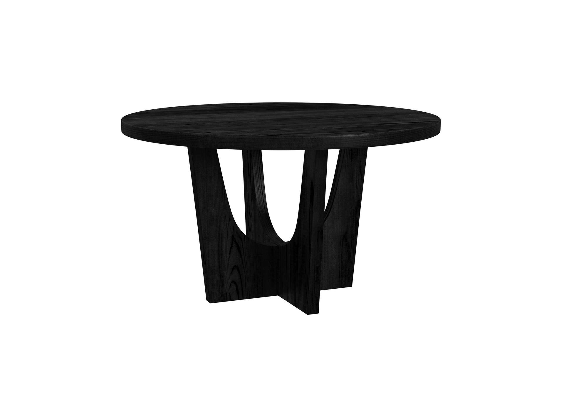 Oregon Round Dining Table With Black Wood Top In Black image 6