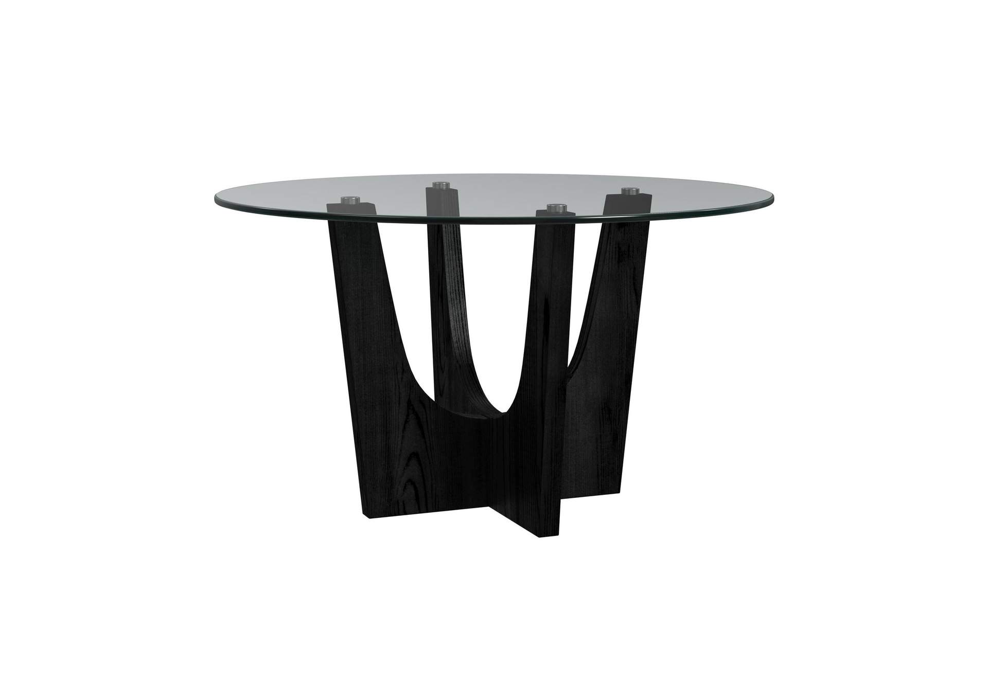Oregon Round Dining Table With Glass Top In Black image 6