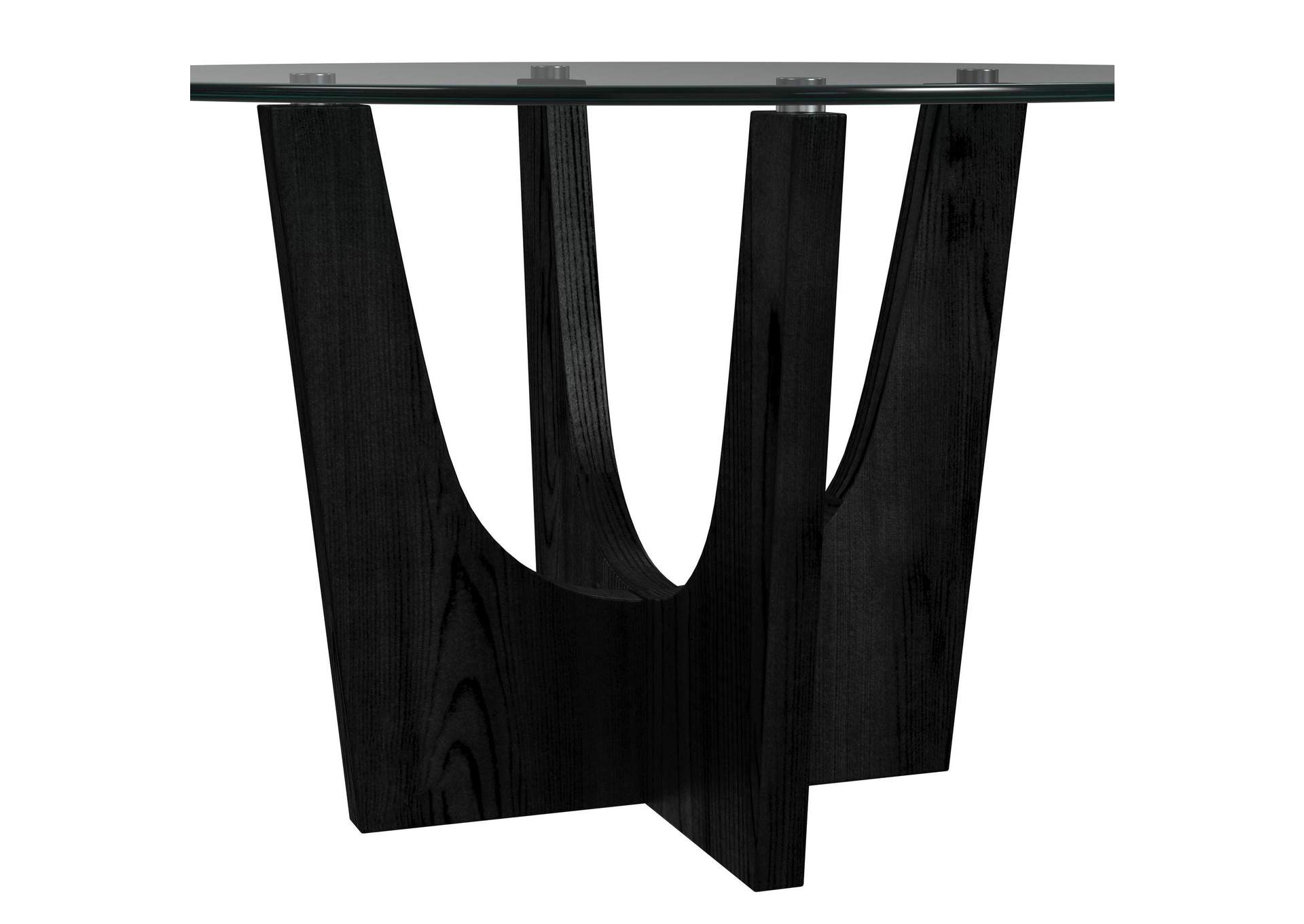 Oregon Round Dining Table With Glass Top In Black image 4