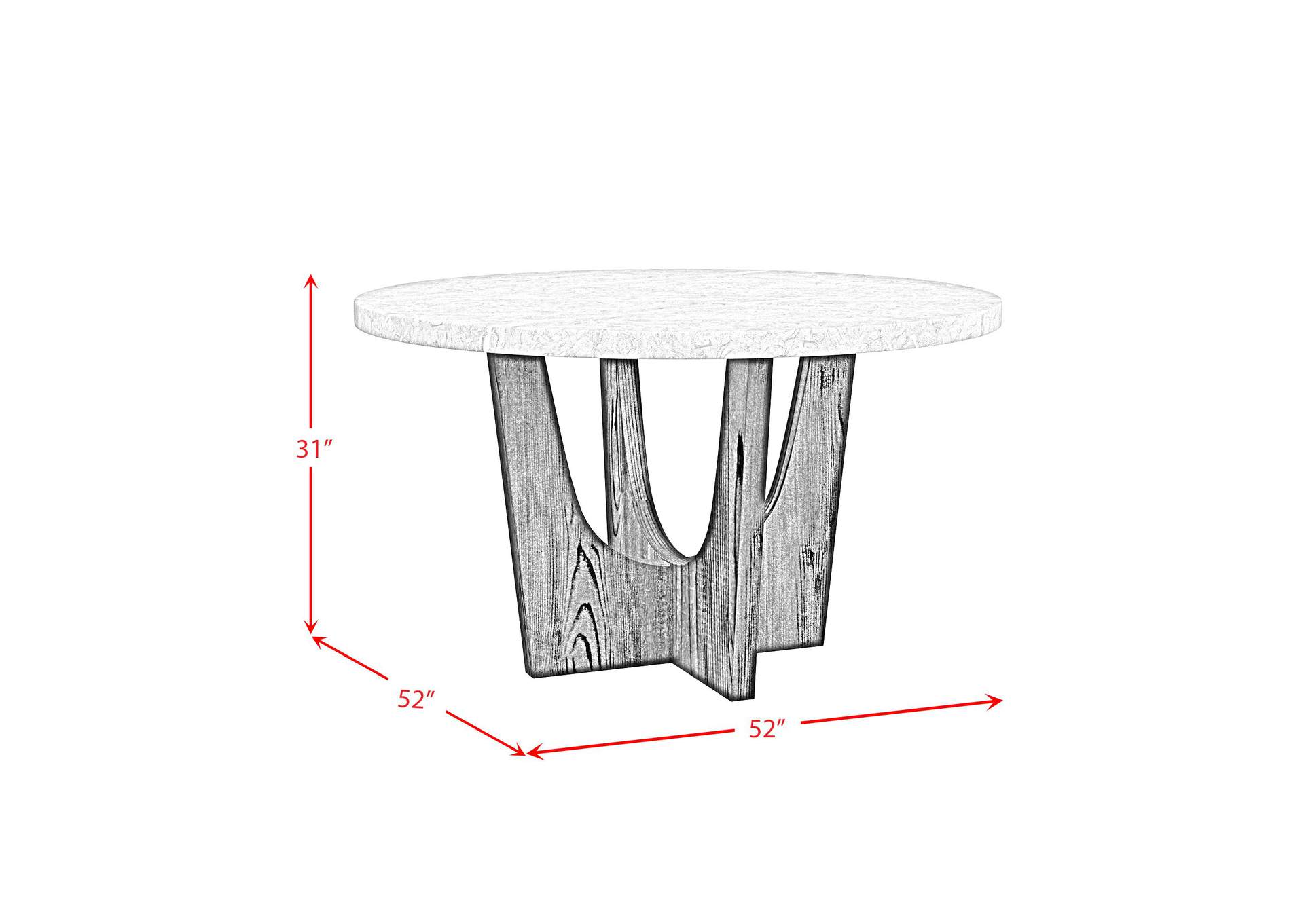 Oregon Round Dining Table With Grey Faux Marble Top In Black image 5
