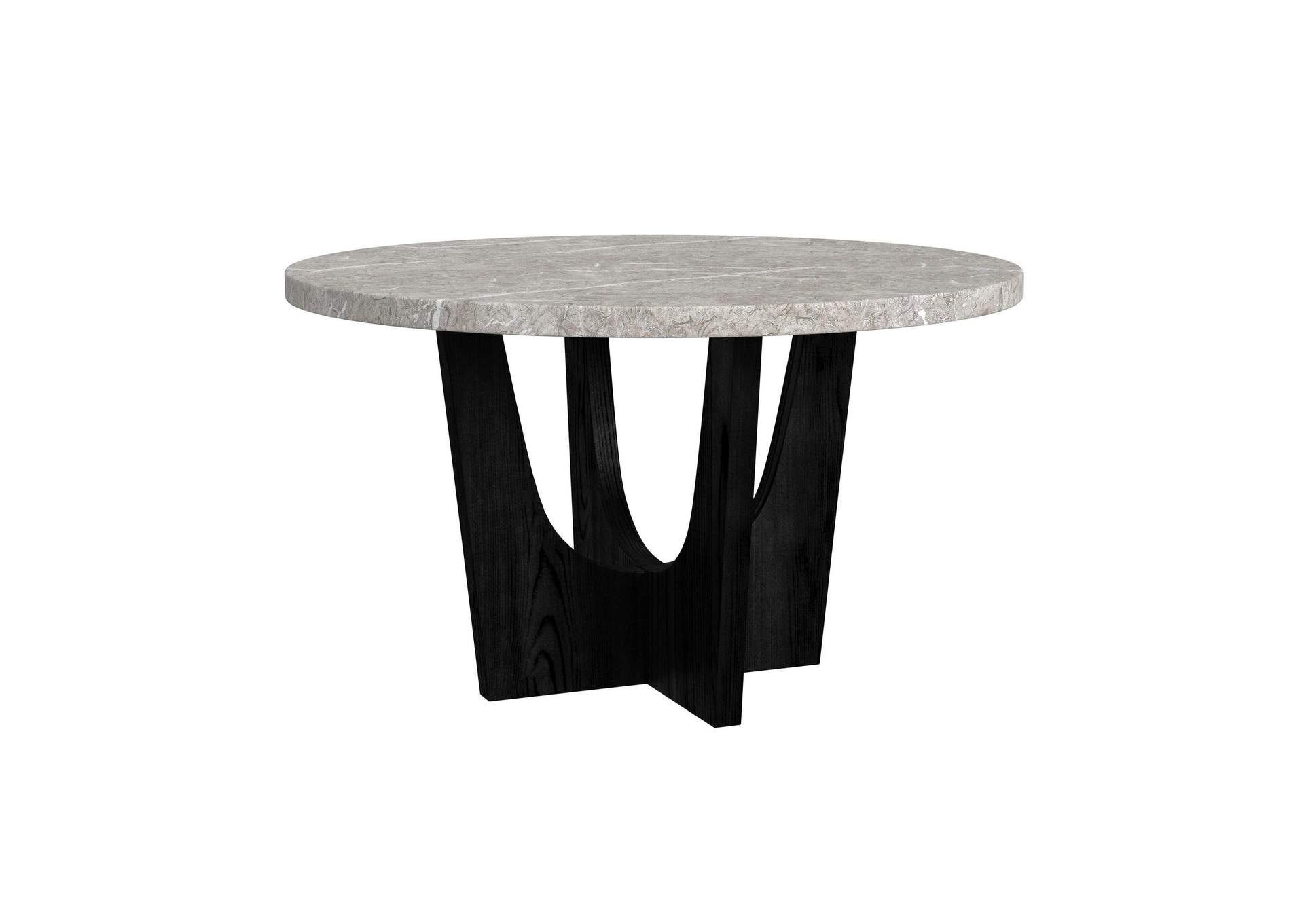 Oregon Round Dining Table With Grey Faux Marble Top In Black image 6