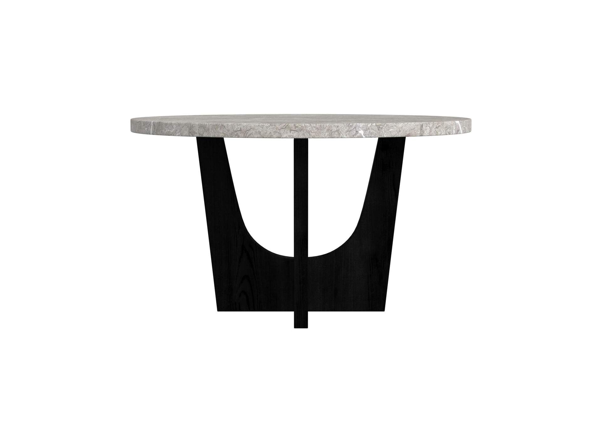 Oregon Round Dining Table With Grey Faux Marble Top In Black image 7