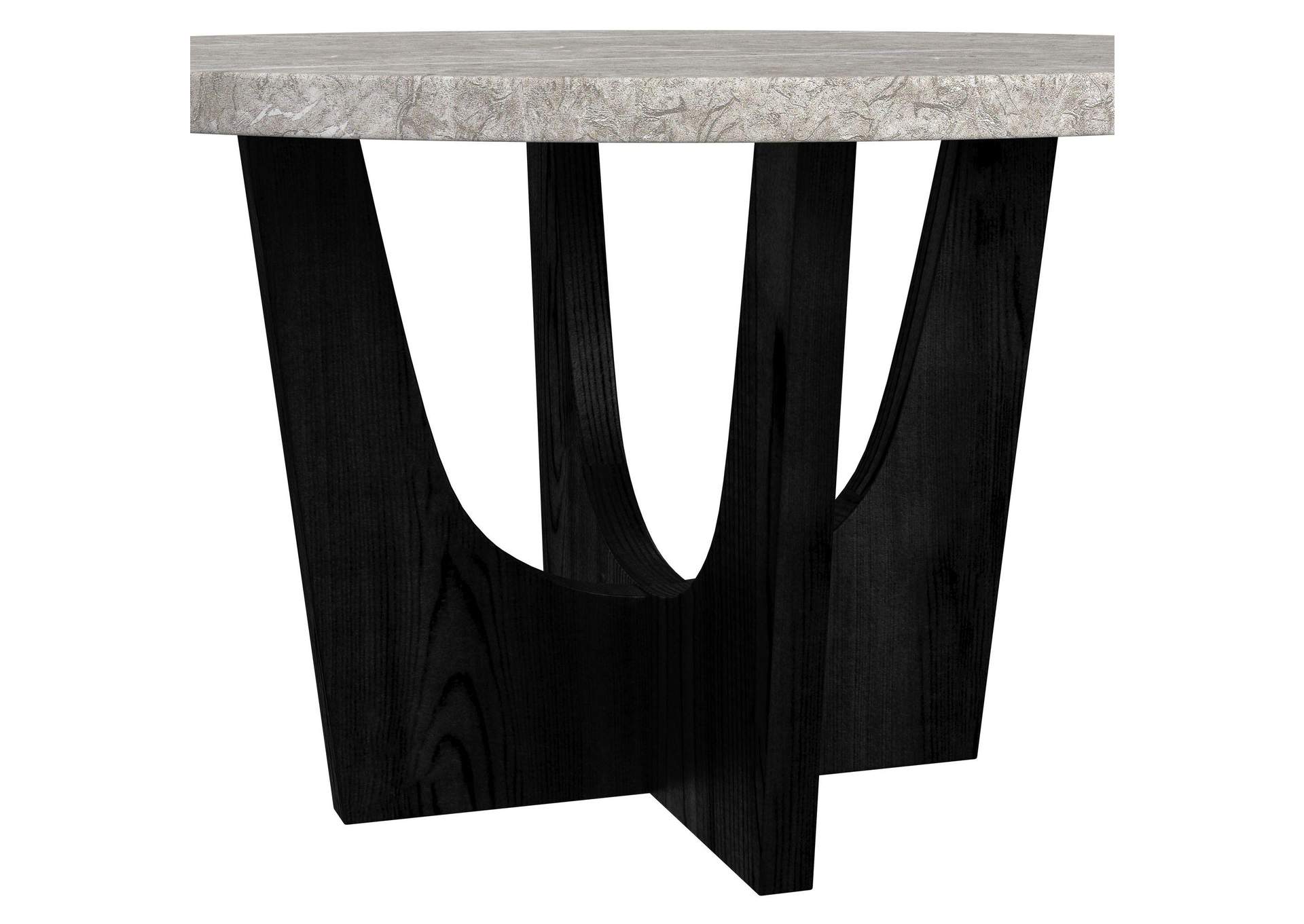 Oregon Round Dining Table With Grey Faux Marble Top In Black image 4