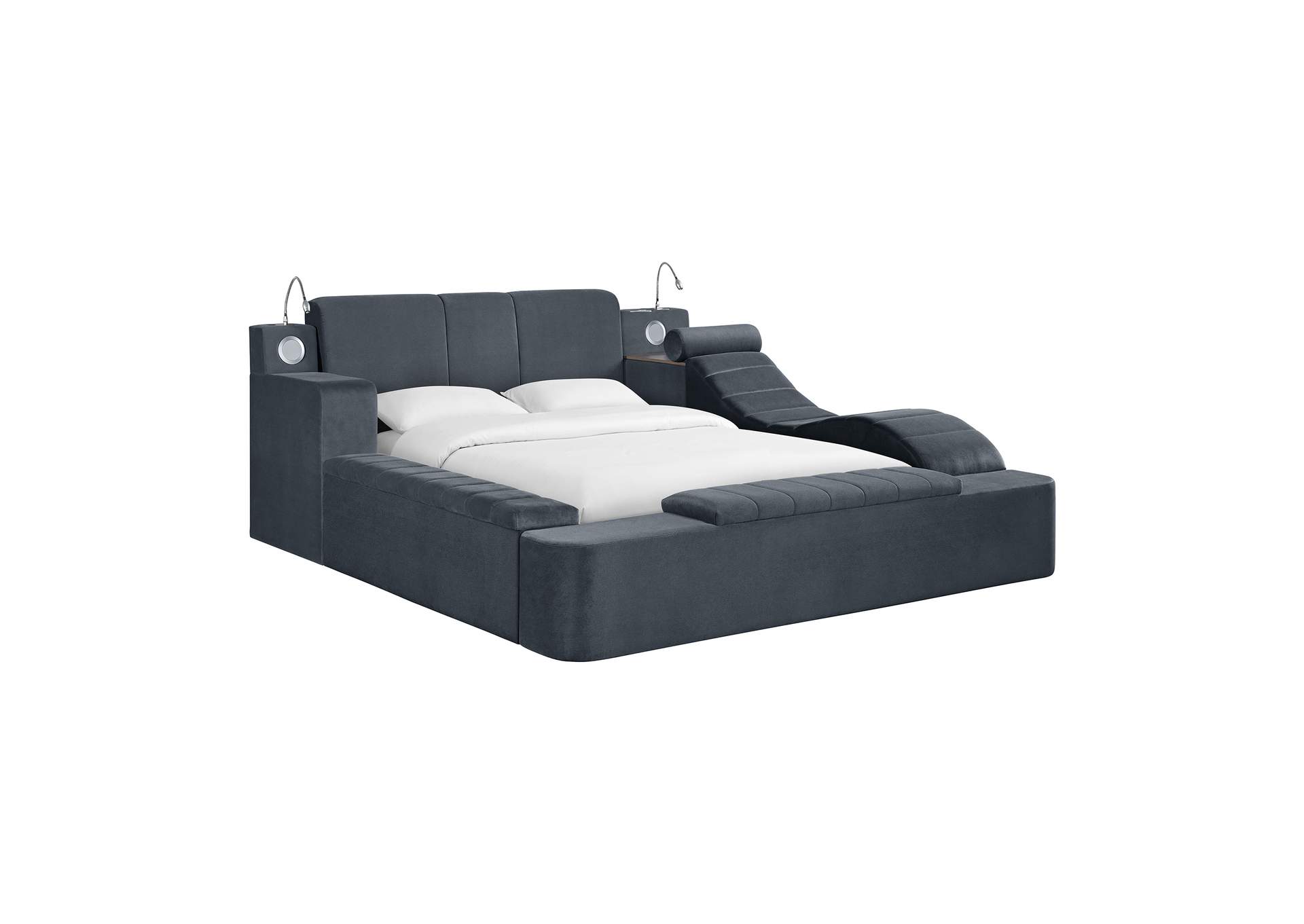 Ottawa Interchangable Side Storage Bench In Grey Linen