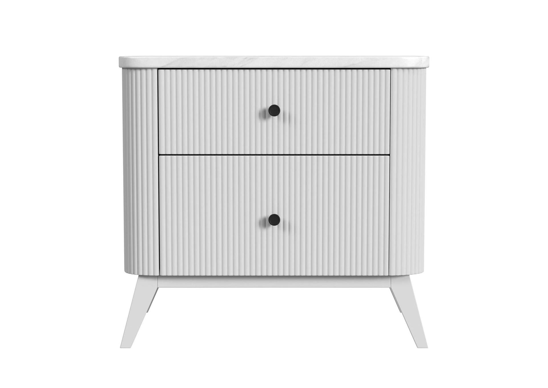 Panorama 2 - Drawer Nightstand With Faux Marble Top And USB In White image 4