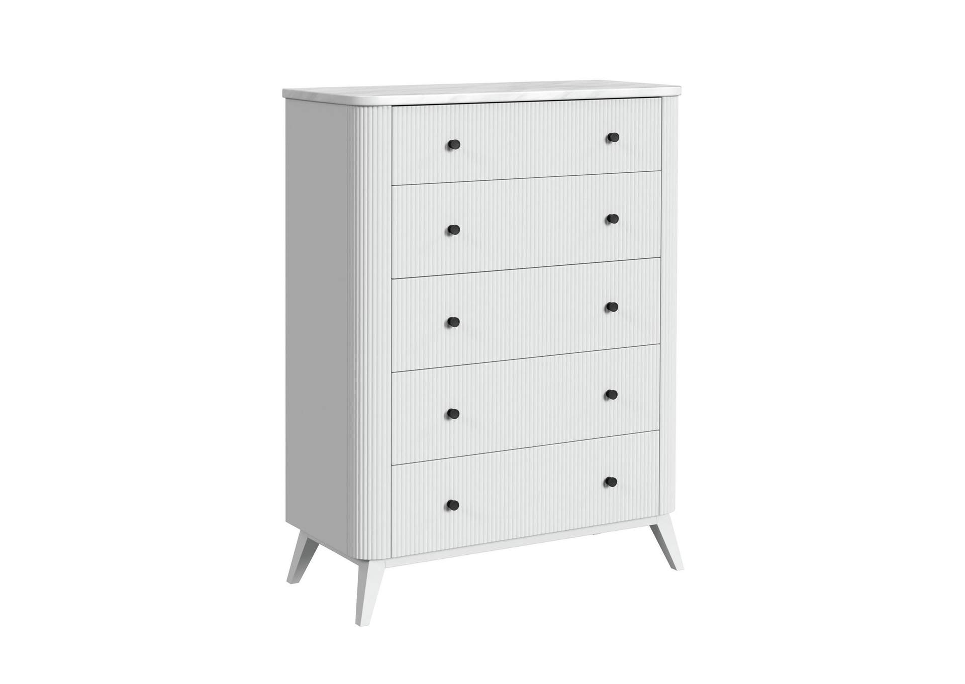 Panorama 5 - Drawer Chest With Faux Marble Top In White image 3