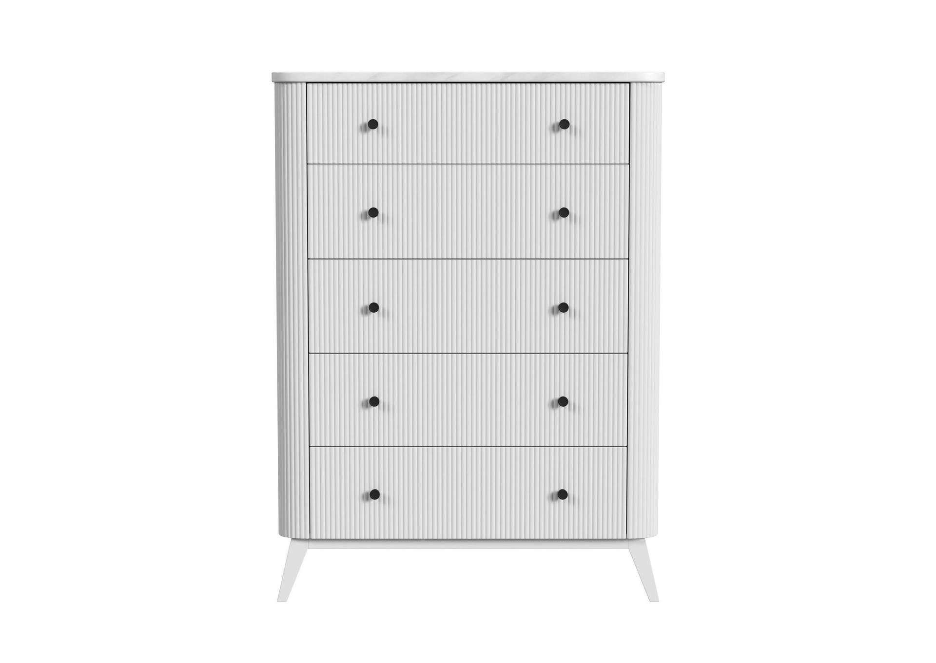 Panorama 5 - Drawer Chest With Faux Marble Top In White image 4