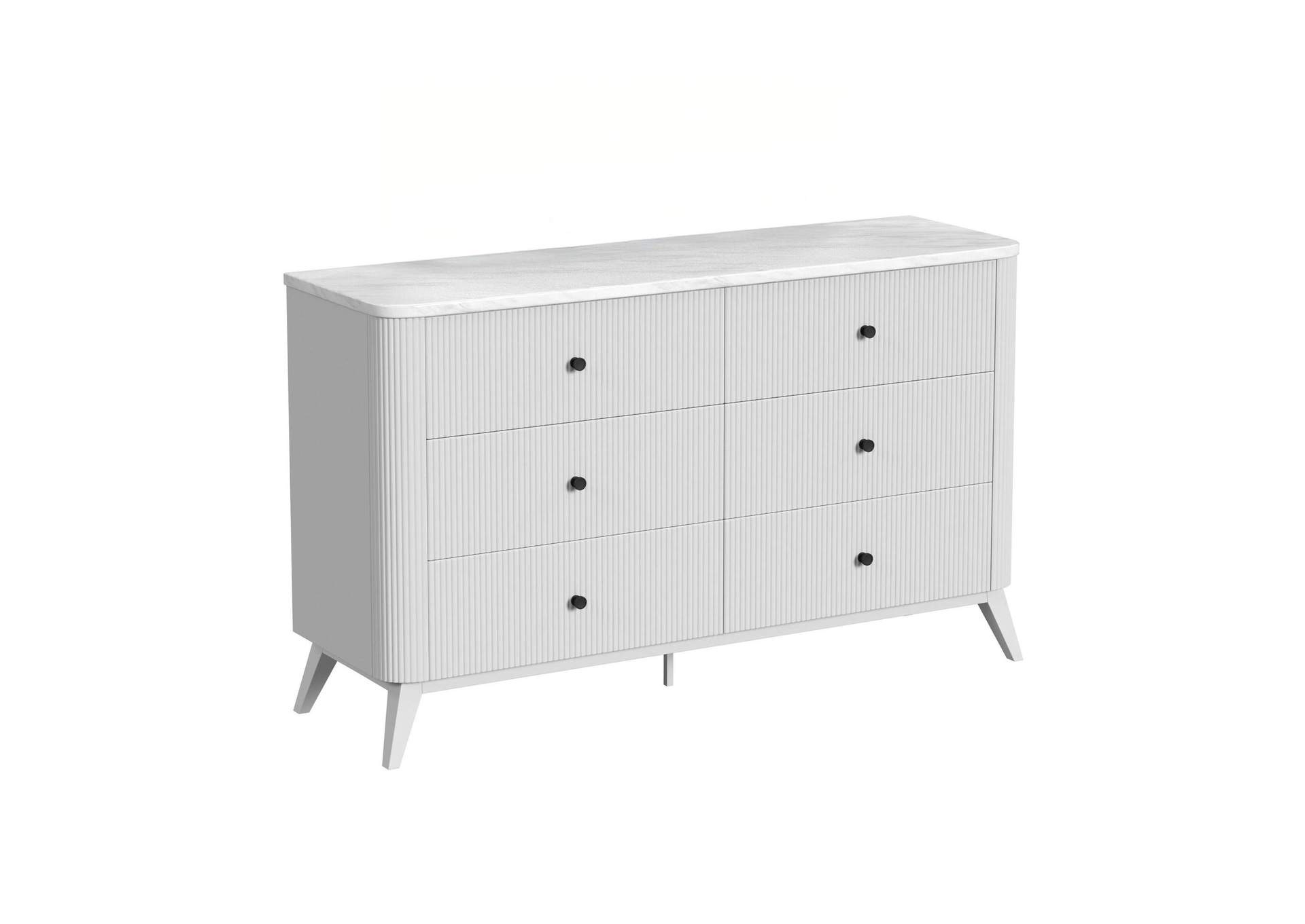 Panorama 6 - Drawer Dresser With Faux Marble Top In White image 3