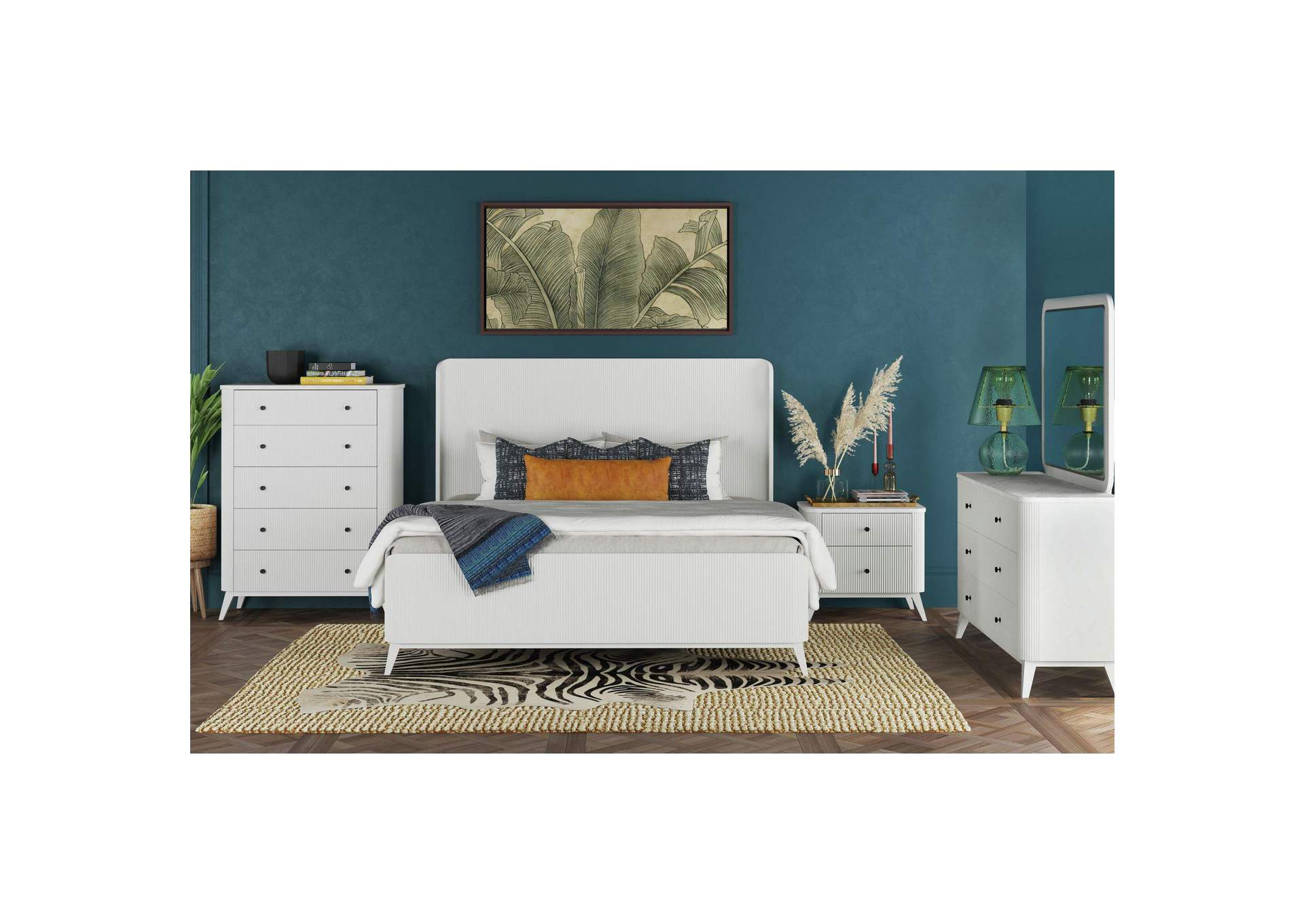Panorama King Wingback Bed In White image 1