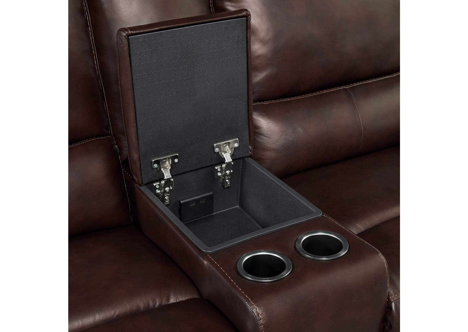 Pantera Power Motion Loveseat With Console In Palais Dark Brown image 5