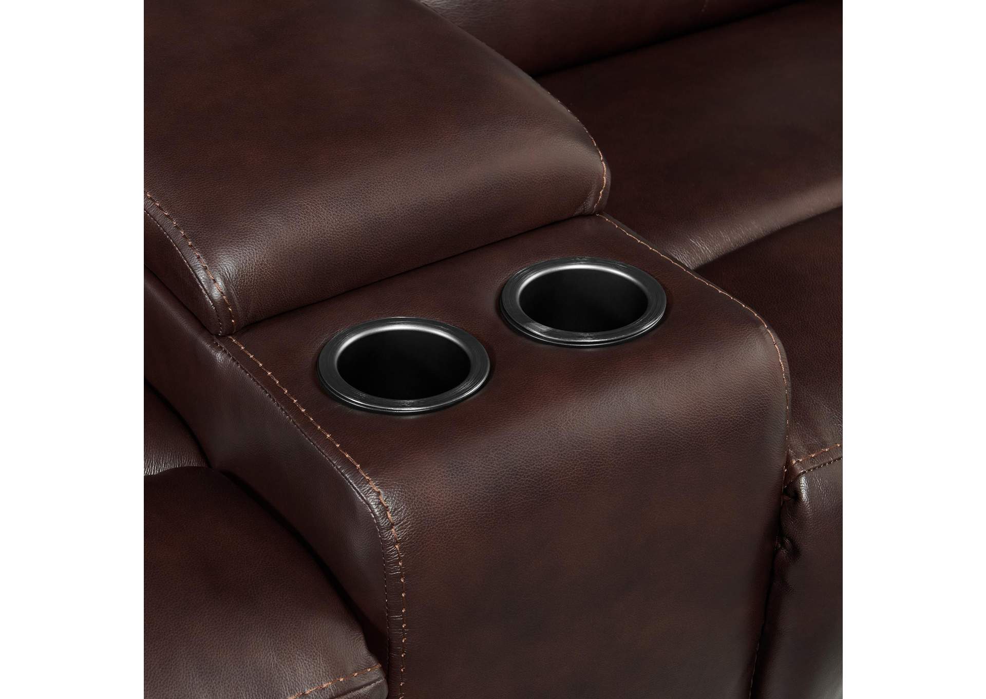 Pantera Power Motion Loveseat With Console In Palais Dark Brown image 4
