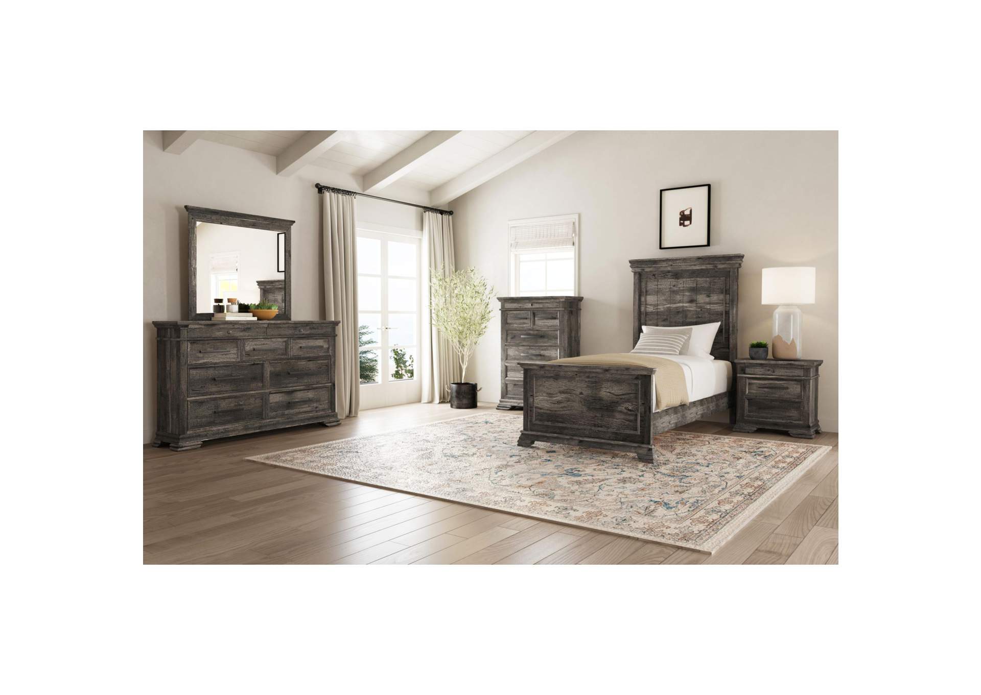 Park Ridge Twin Panel Bed In Charcoal image 1