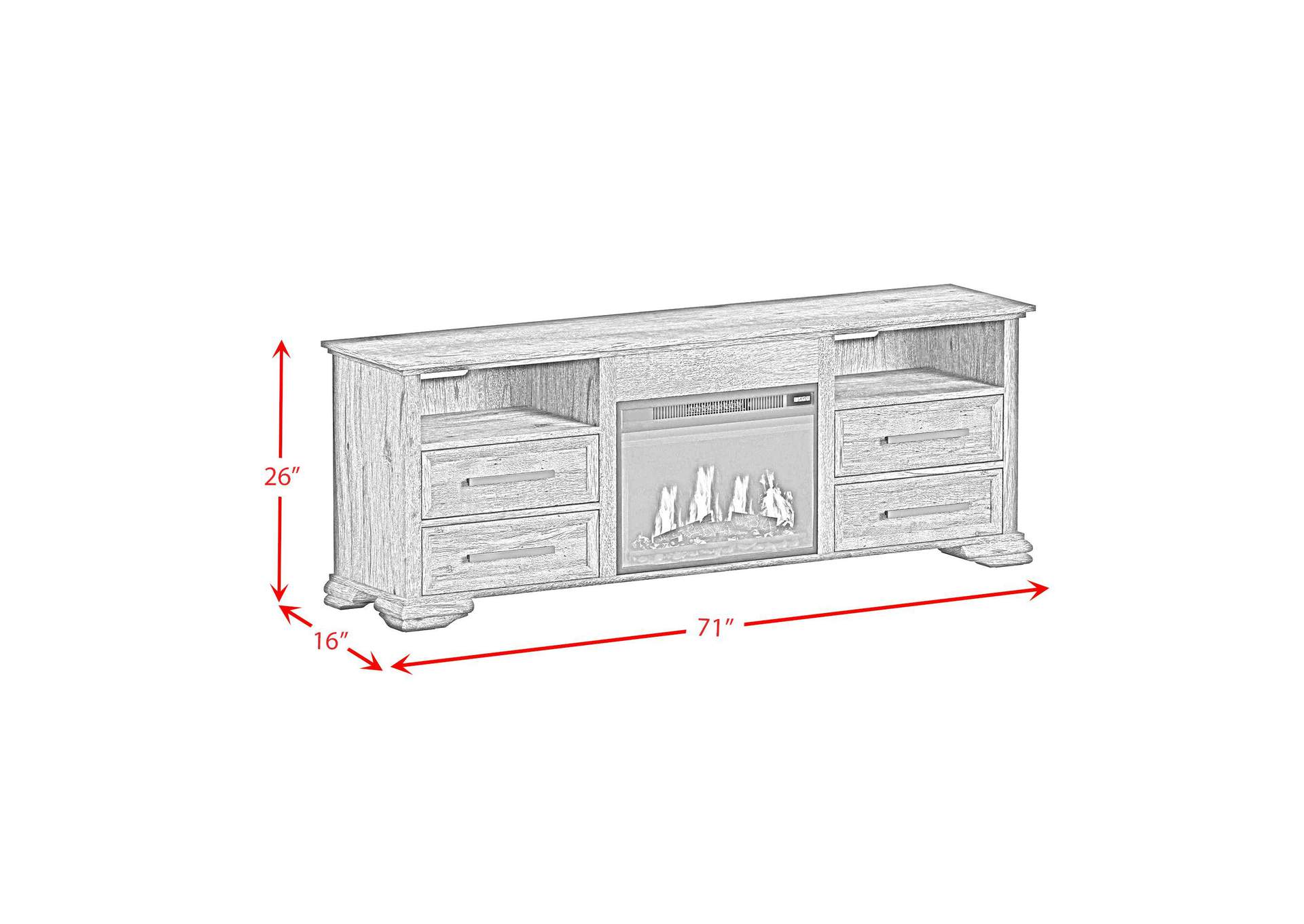 Park Ridge Kit - 71 TV Console With Fireplace Insert In Charcoal image 8