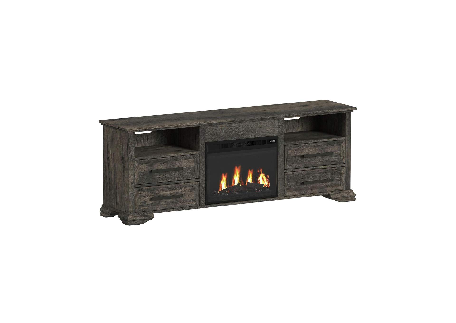 Park Ridge Kit - 71 TV Console With Fireplace Insert In Charcoal image 9