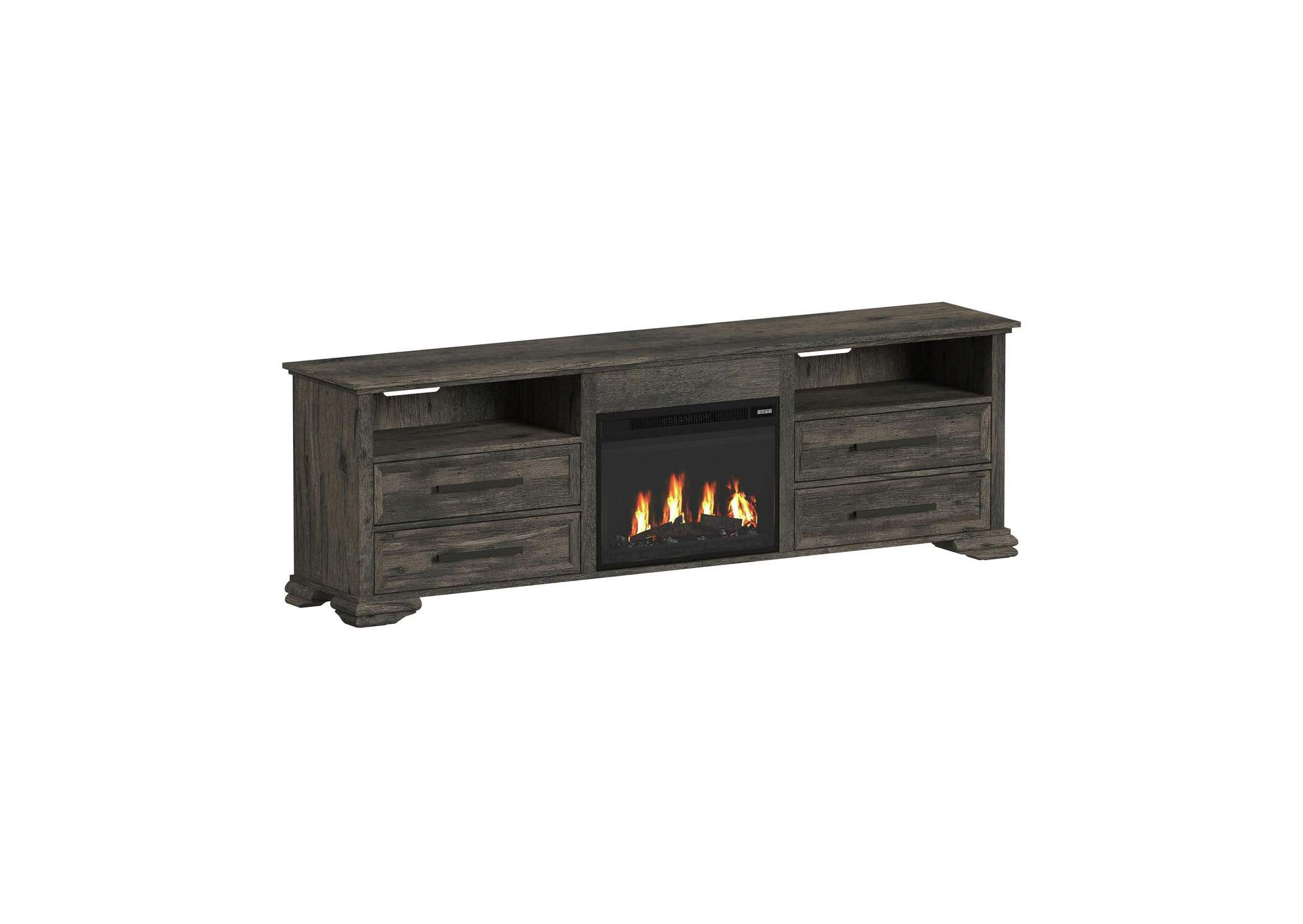Park Ridge Kit - 82 TV Console With Fireplace Insert In Charcoal image 9