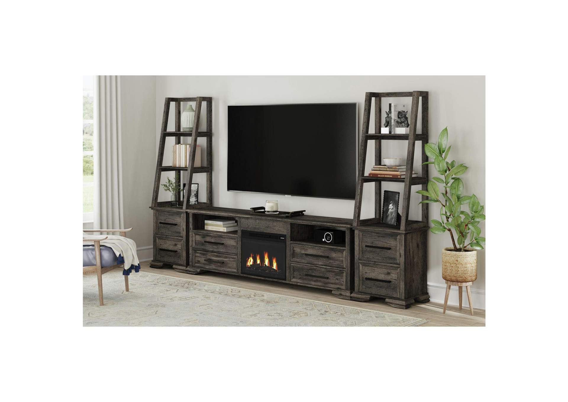 Park Ridge Kit - 82 TV Console With Fireplace Insert In Charcoal image 1