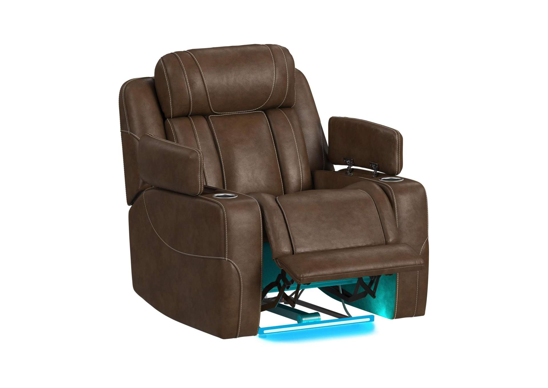 Phantom P3 Recliner With 7 Color Ledin Leather Gel Umber image 8