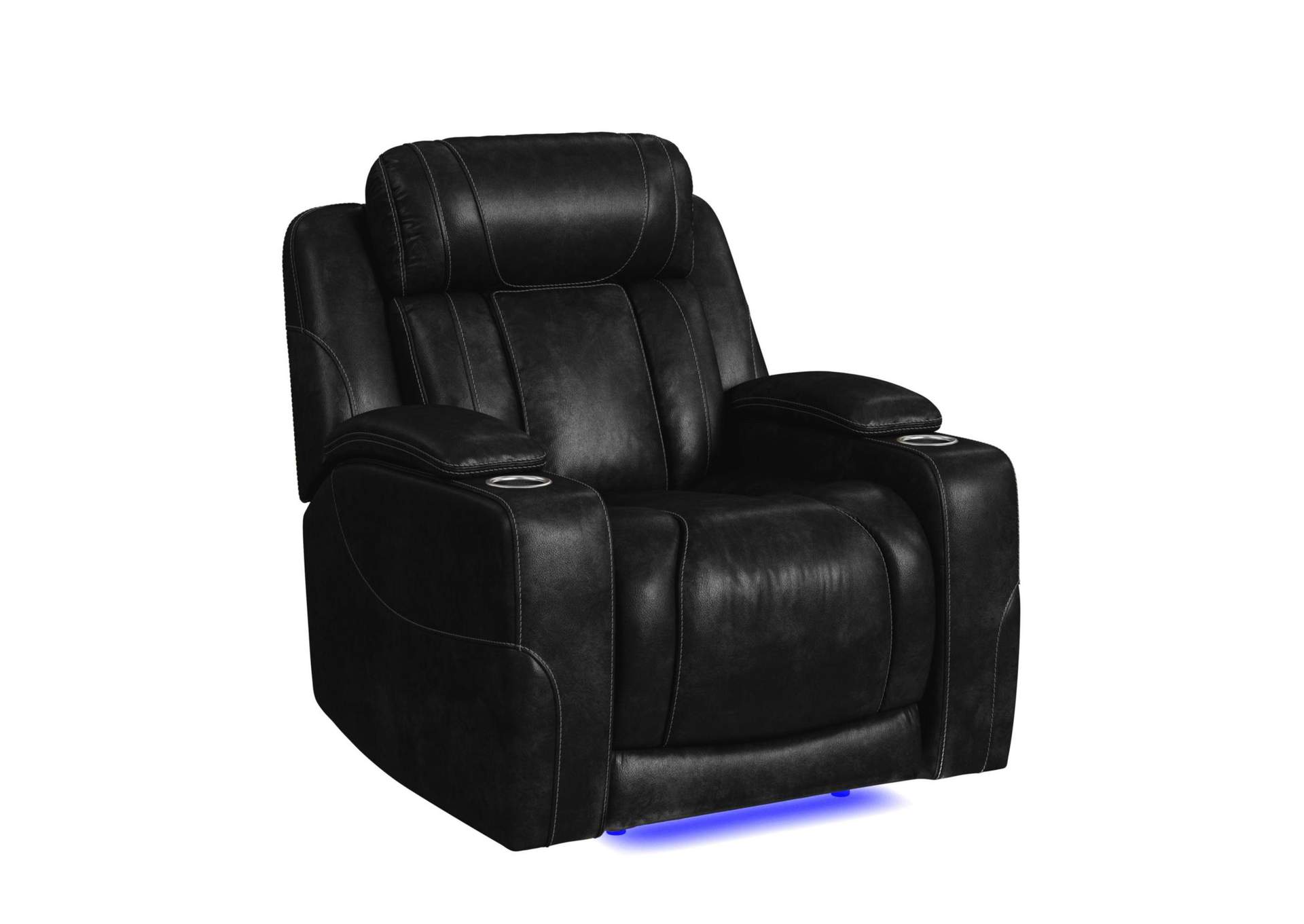 Phantom P3 Recliner With Blue Led In Leather Gel Black image 3