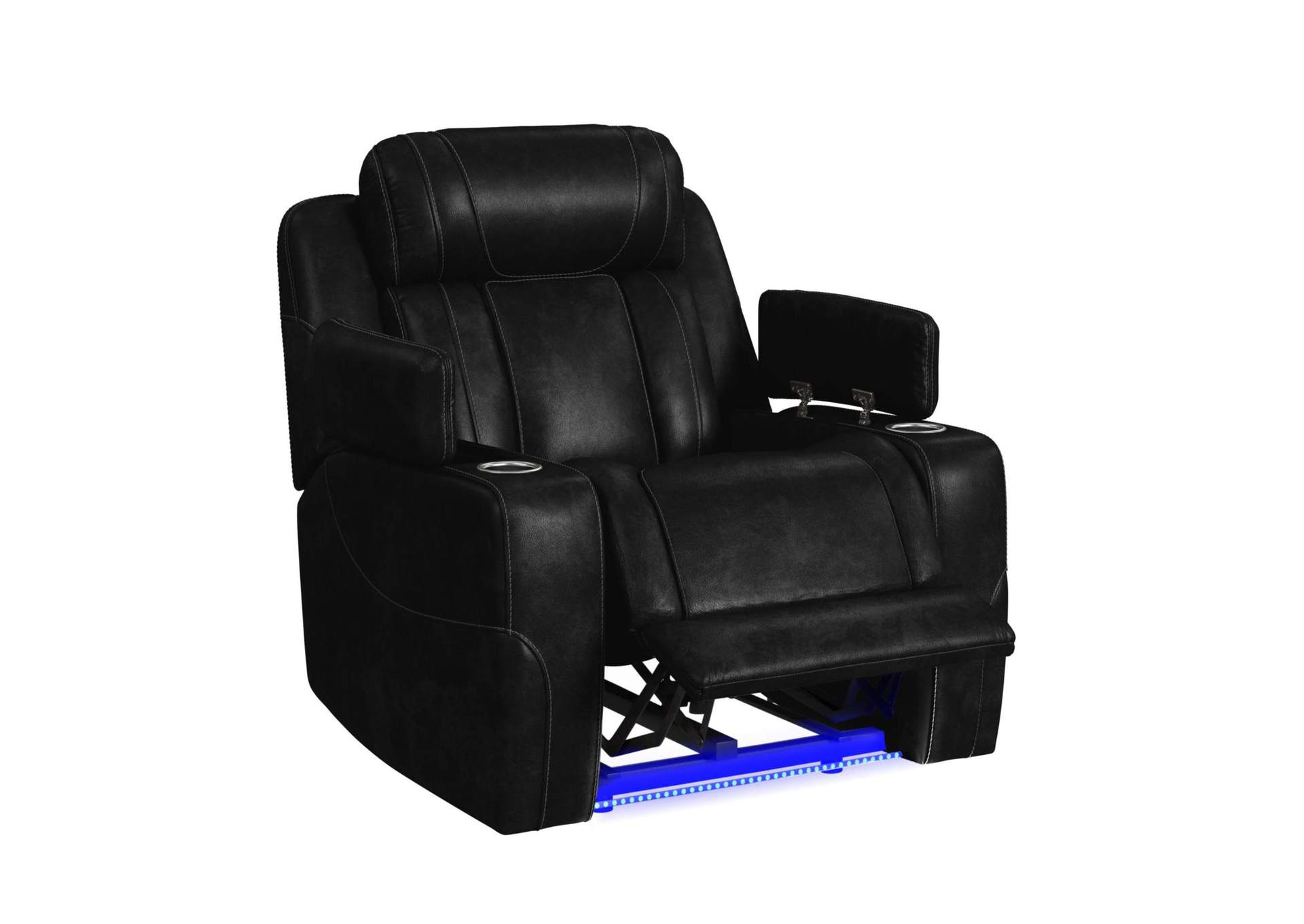 Phantom P3 Recliner With Blue Led In Leather Gel Black image 4