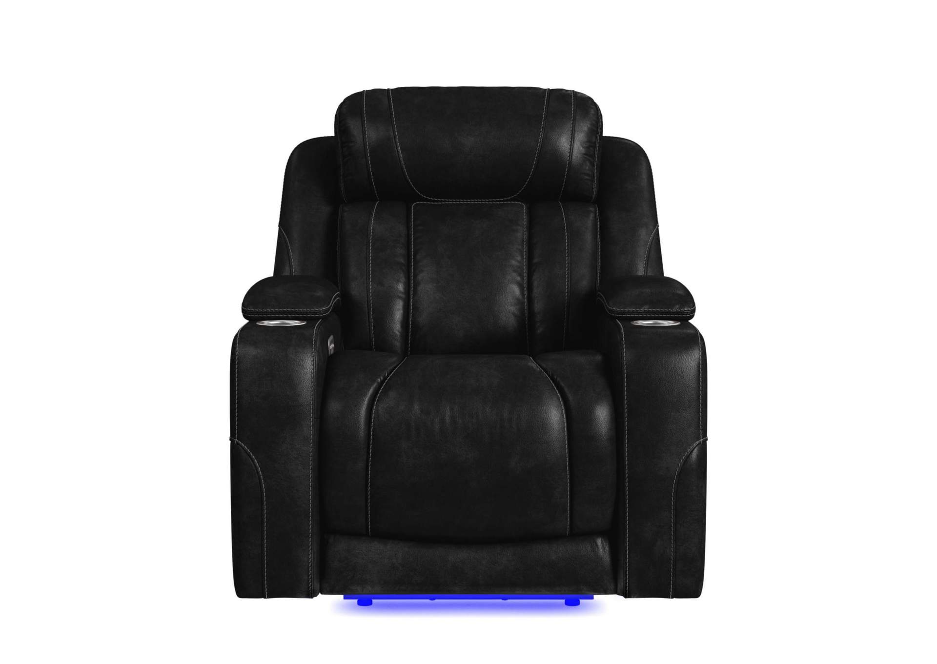 Phantom P3 Recliner With Blue Led In Leather Gel Black image 5