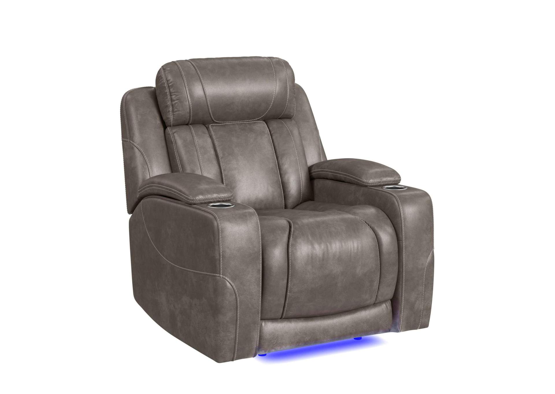 Phantom P3 Recliner With Led In Leather Gel Grey image 3