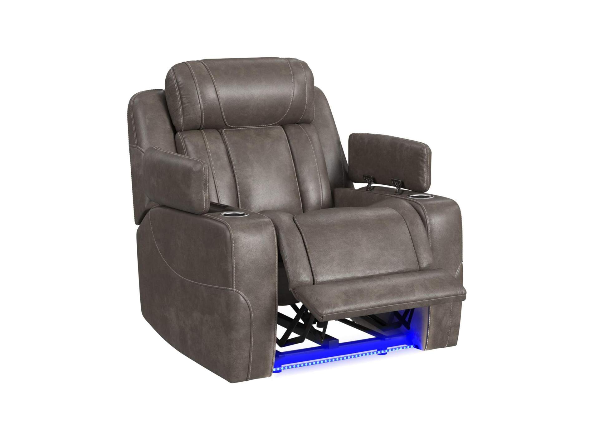 Phantom P3 Recliner With Blue Led In Leather Gel Grey image 4