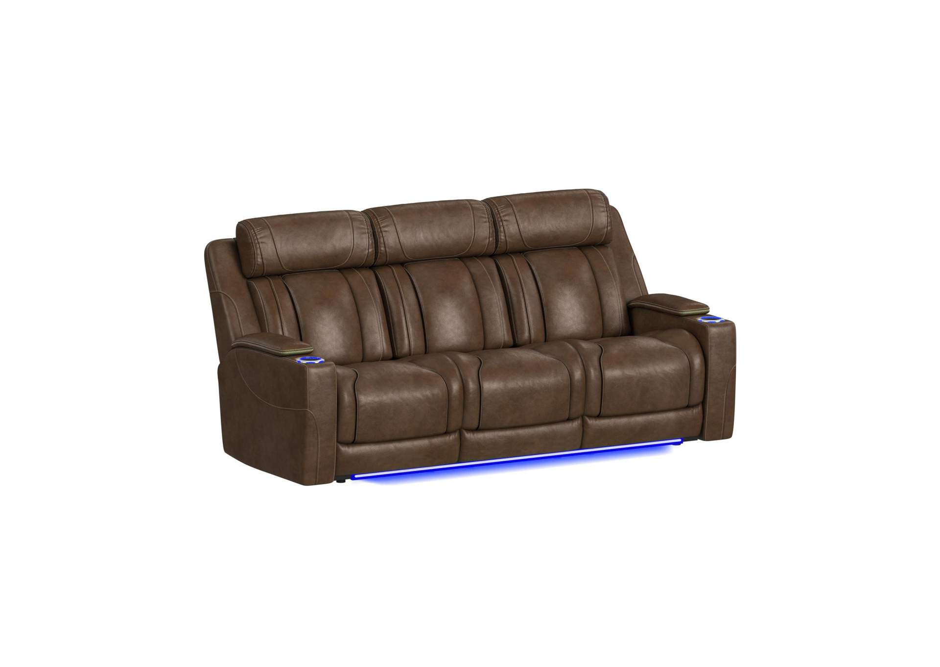 Phantom P3 Sofa With 30 Table Reading Light Heat Massage 7 Color Led And Speaker In Leather Gel Umber image 12
