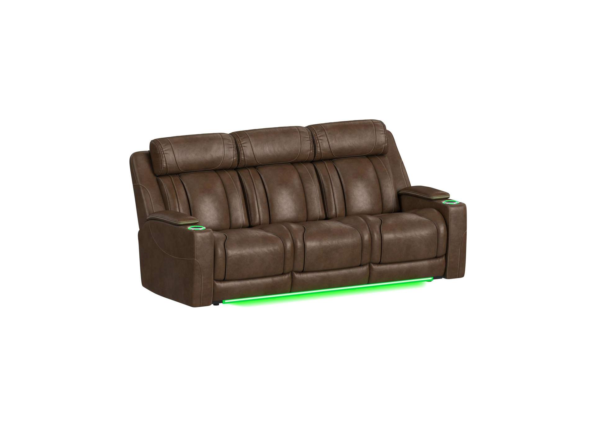 Phantom P3 Sofa With 30 Table Reading Light Heat Massage 7 Color Led And Speaker In Leather Gel Umber image 11