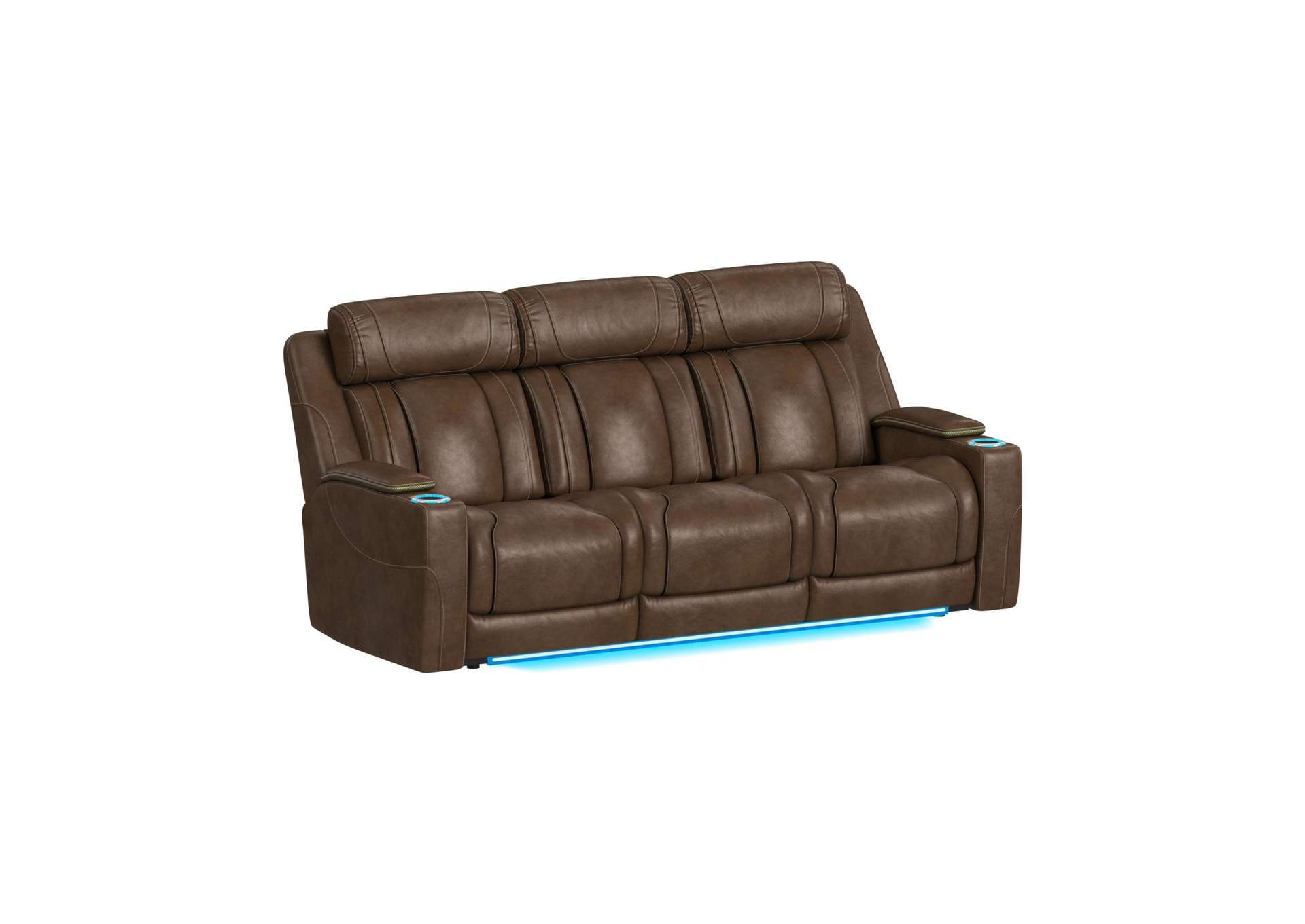 Phantom P3 Sofa With 30 Table Reading Light Heat Massage 7 Color Led And Speaker In Leather Gel Umber image 9