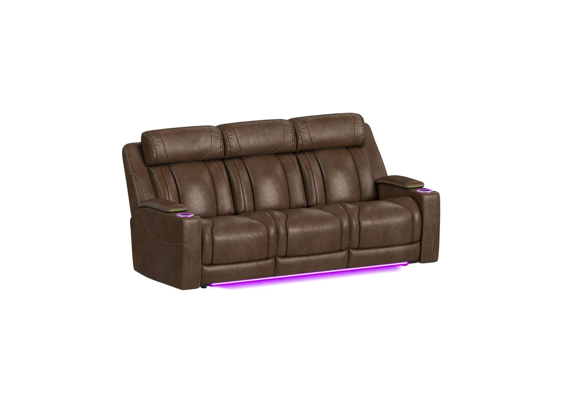 Phantom P3 Sofa With 30 Table Reading Light Heat Massage 7 Color Led And Speaker In Leather Gel Umber image 7