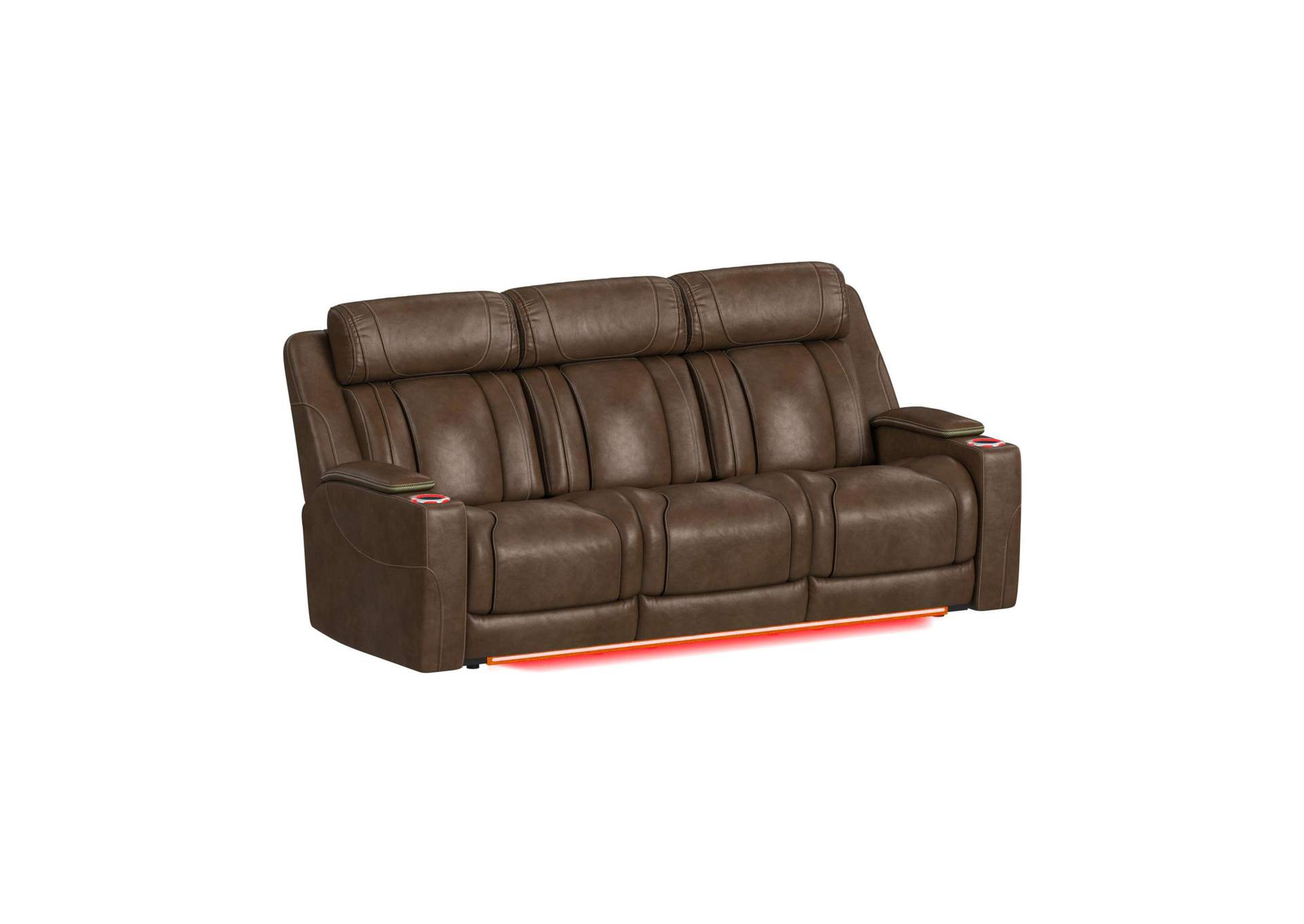 Phantom P3 Sofa With 30 Table Reading Light Heat Massage 7 Color Led And Speaker In Leather Gel Umber image 5