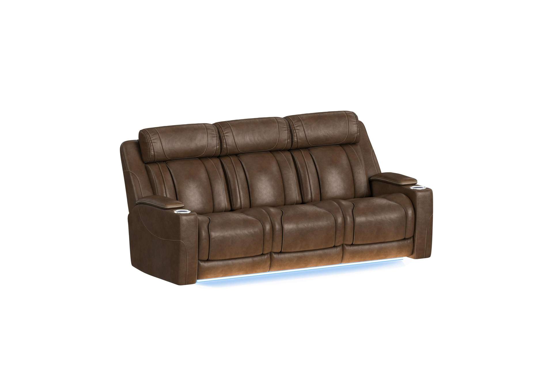 Phantom P3 Sofa With 30 Table Reading Light Heat Massage 7 Color Led And Speaker In Leather Gel Umber image 16