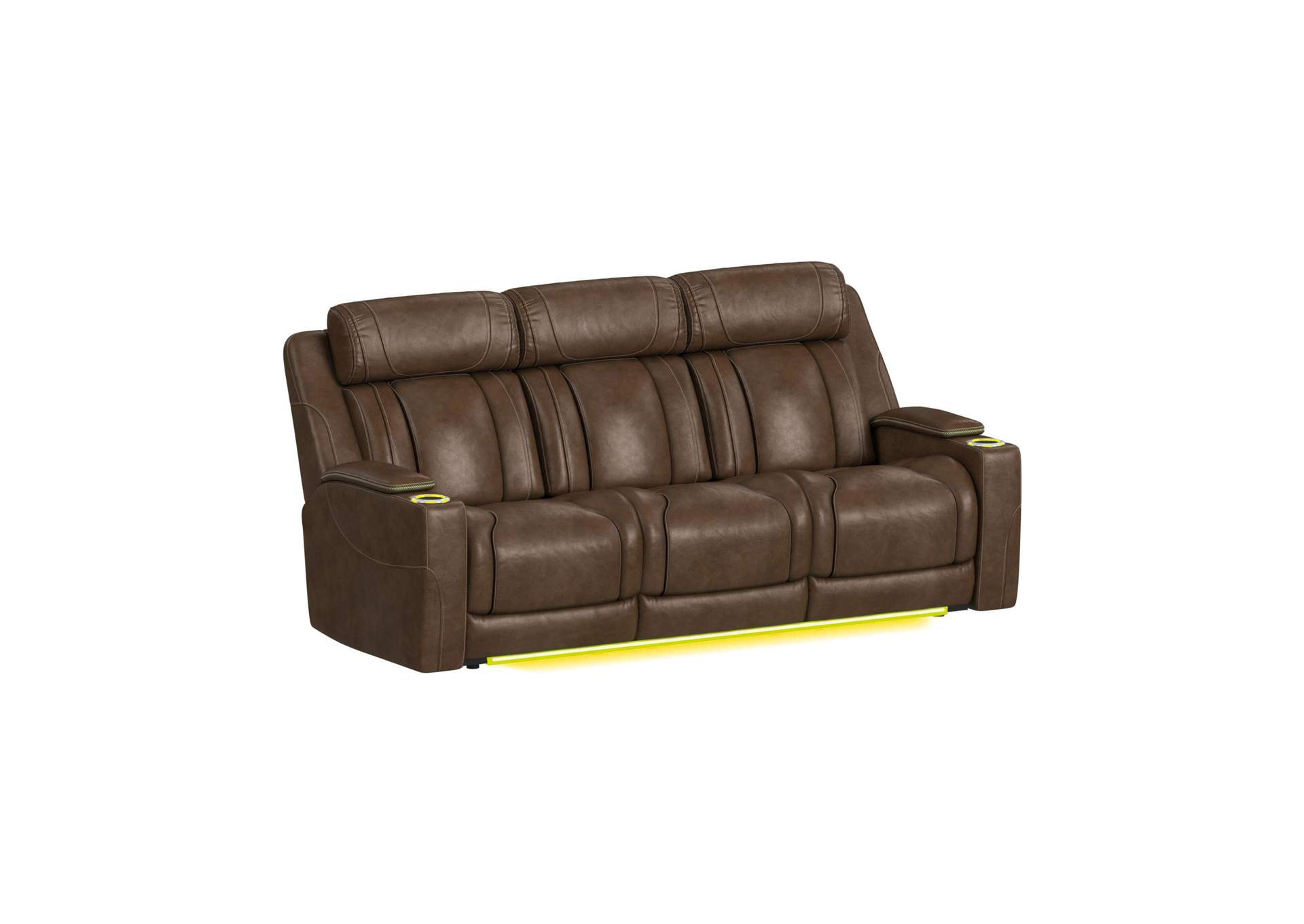 Phantom P3 Sofa With 30 Table Reading Light Heat Massage 7 Color Led And Speaker In Leather Gel Umber image 14