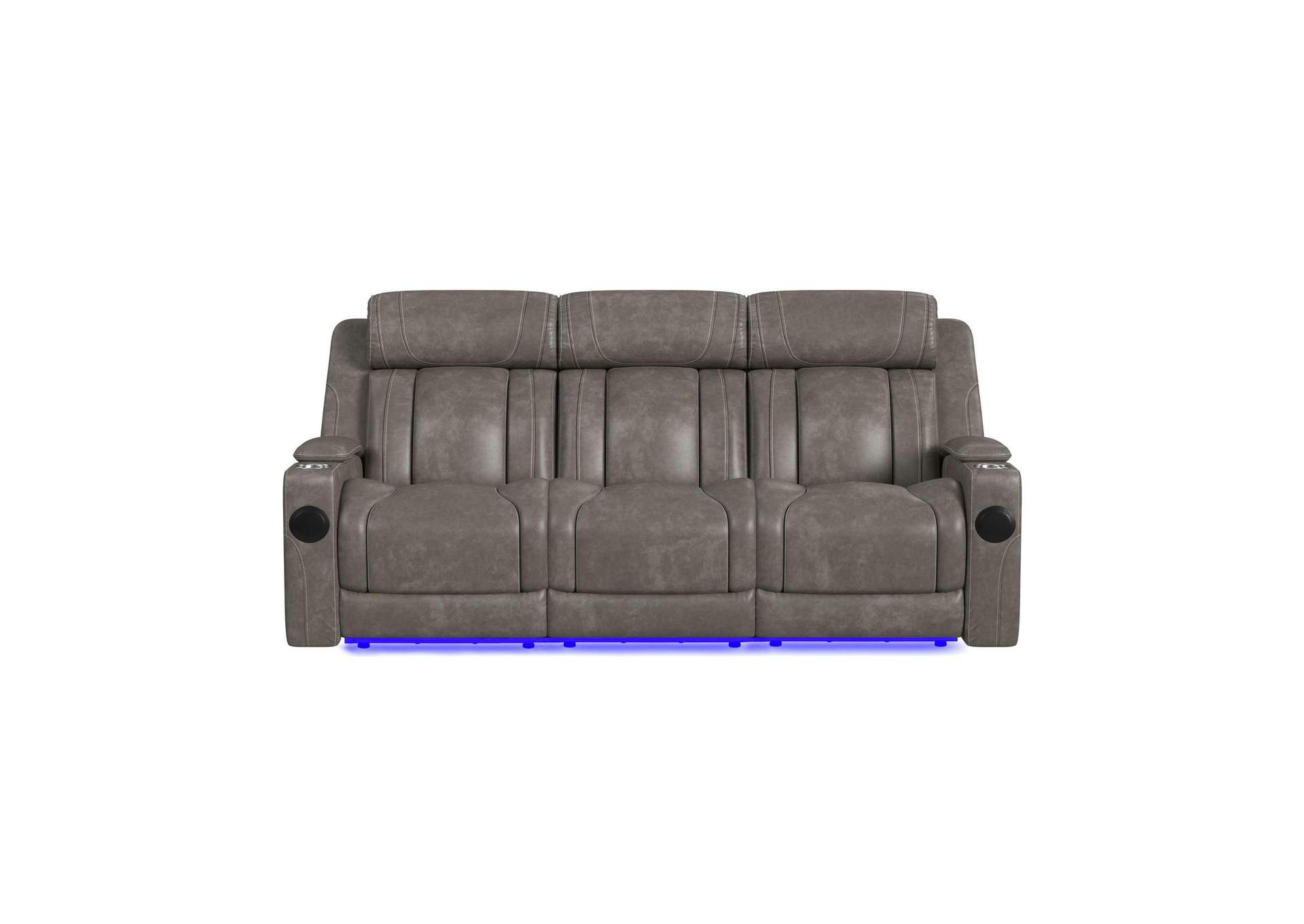 Phantom P3 Sofa With I Table Reading Light Heat Massage Led And Speaker In Leather Gel Grey image 5